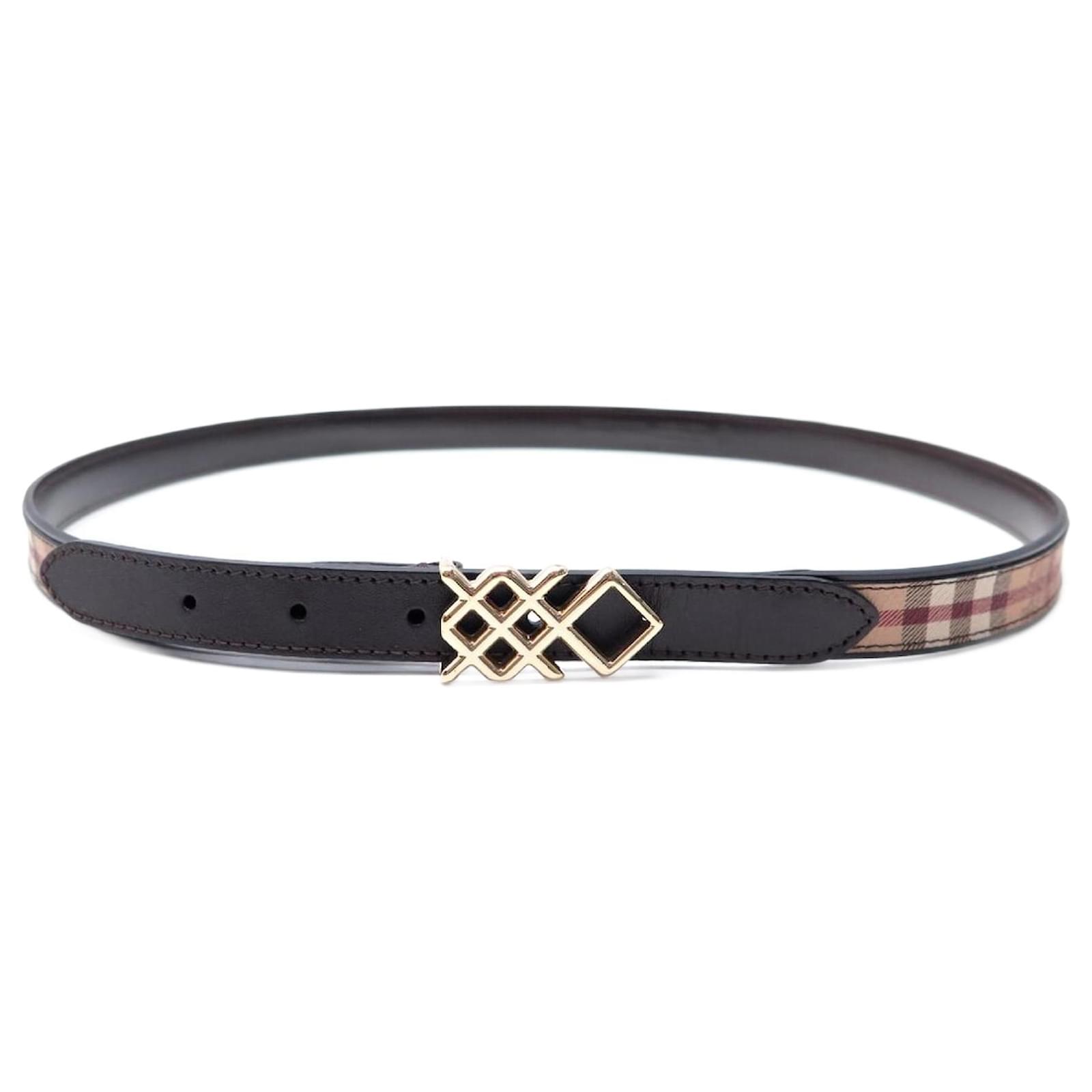 NEW BURBERRY BELT T95 HAYMARKET 20MM PEMBROKE TARTAN BROWN LEATHER BELT