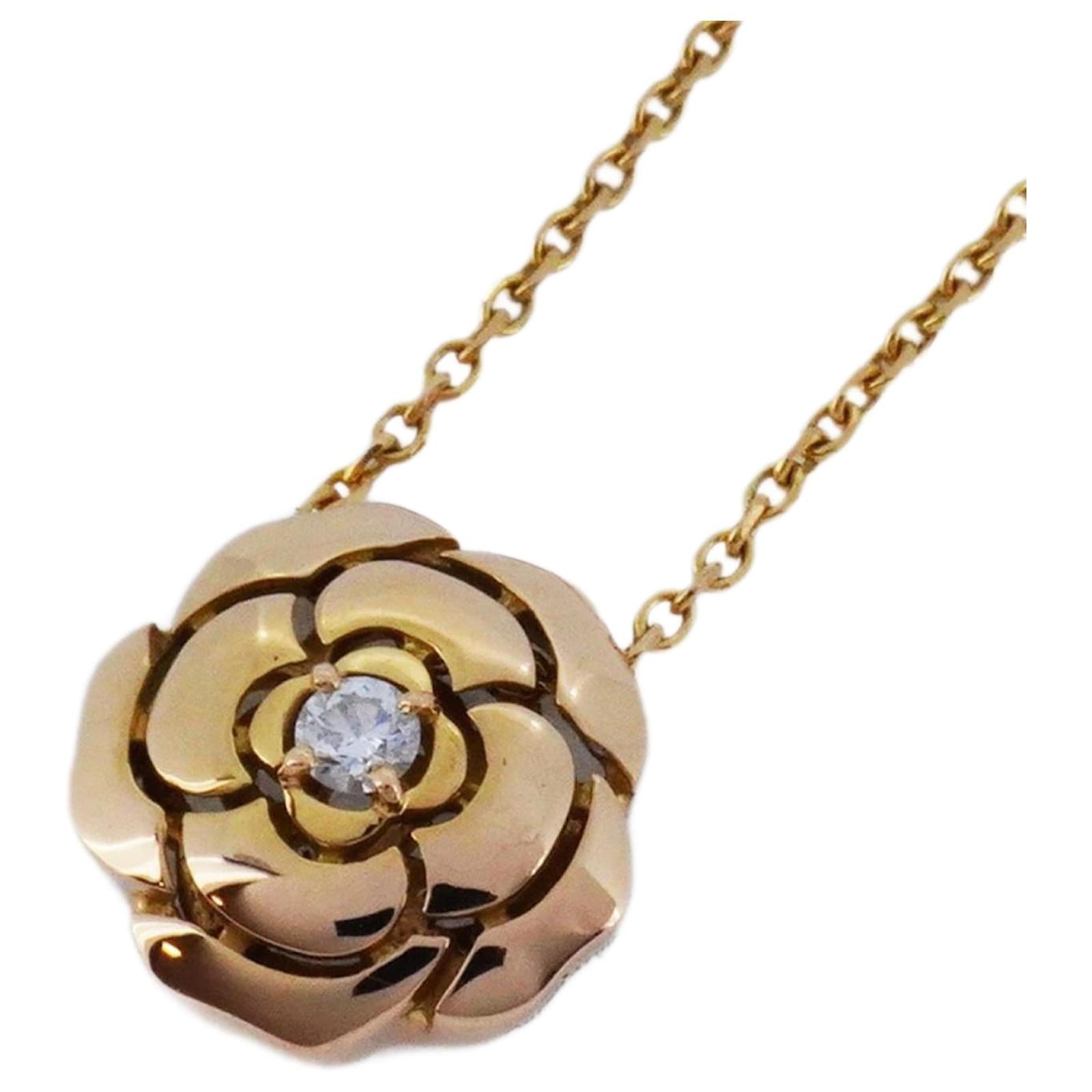 Chanel Camellia Necklace in Pink Gold with Diamond ref