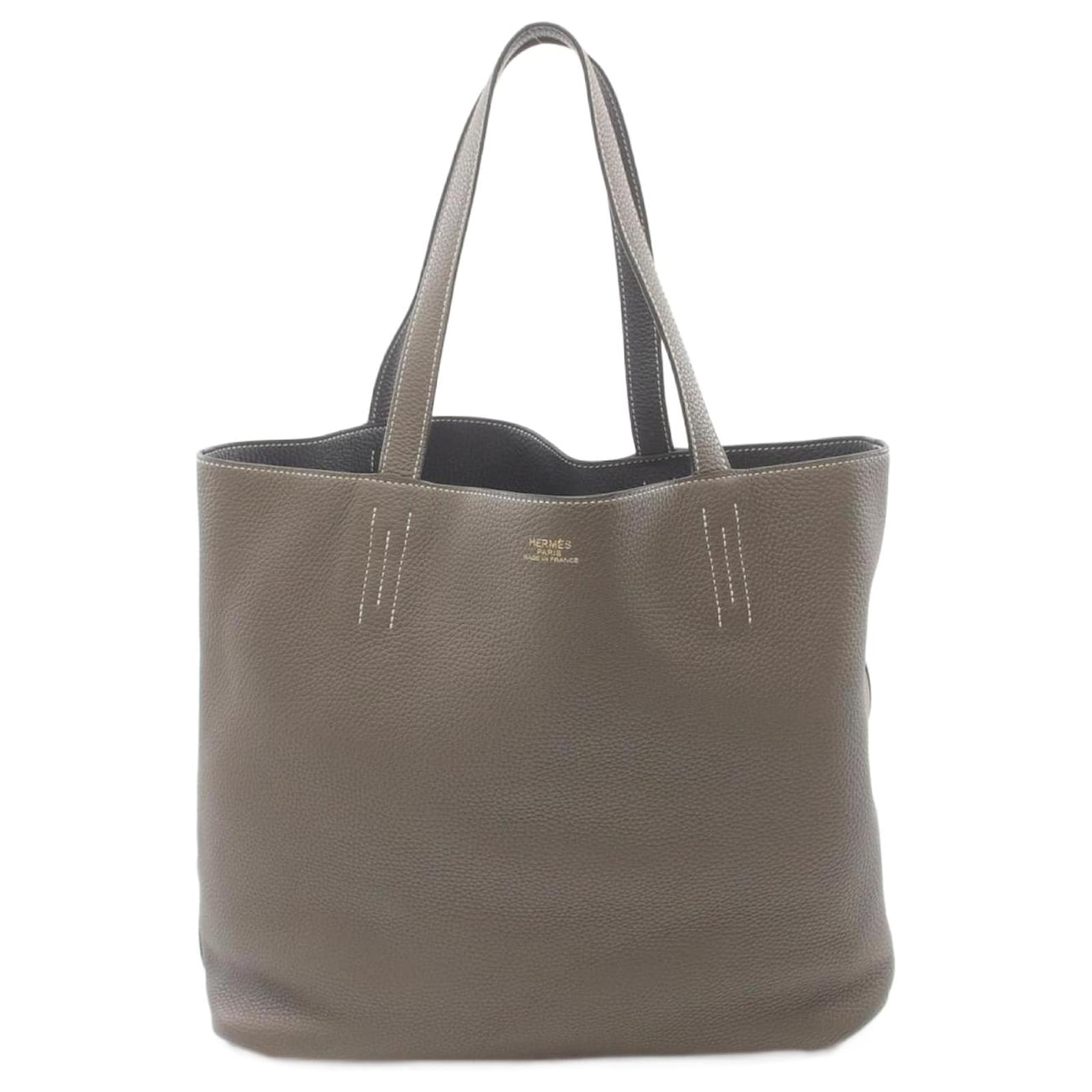 Hermès Hermes Double Sens 45 Tote Bag Brown Taupe Leather