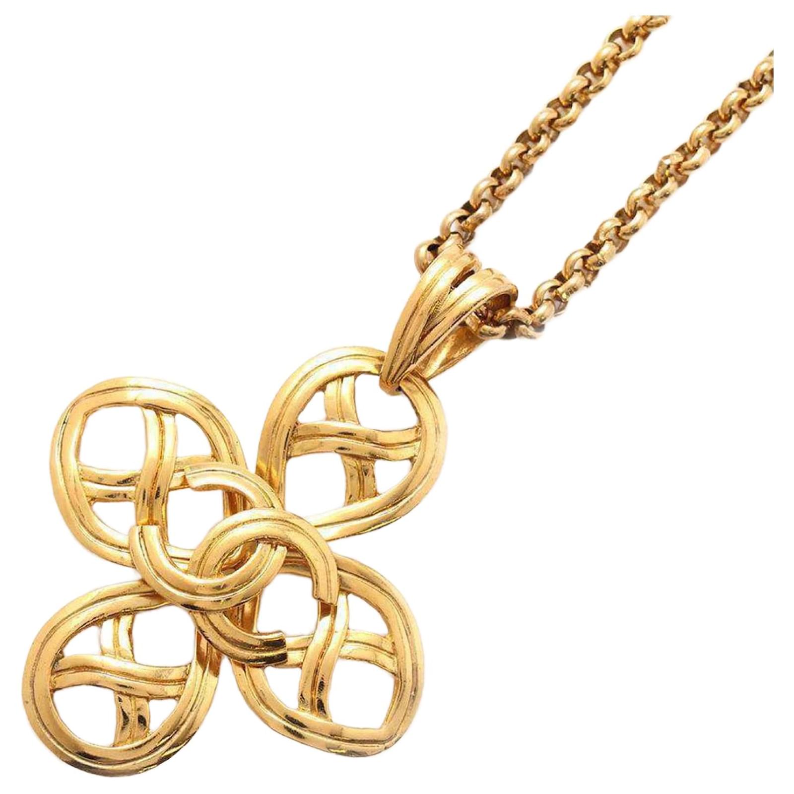 Chanel Necklace with Coco Mark Four Leaf Clover Pendant