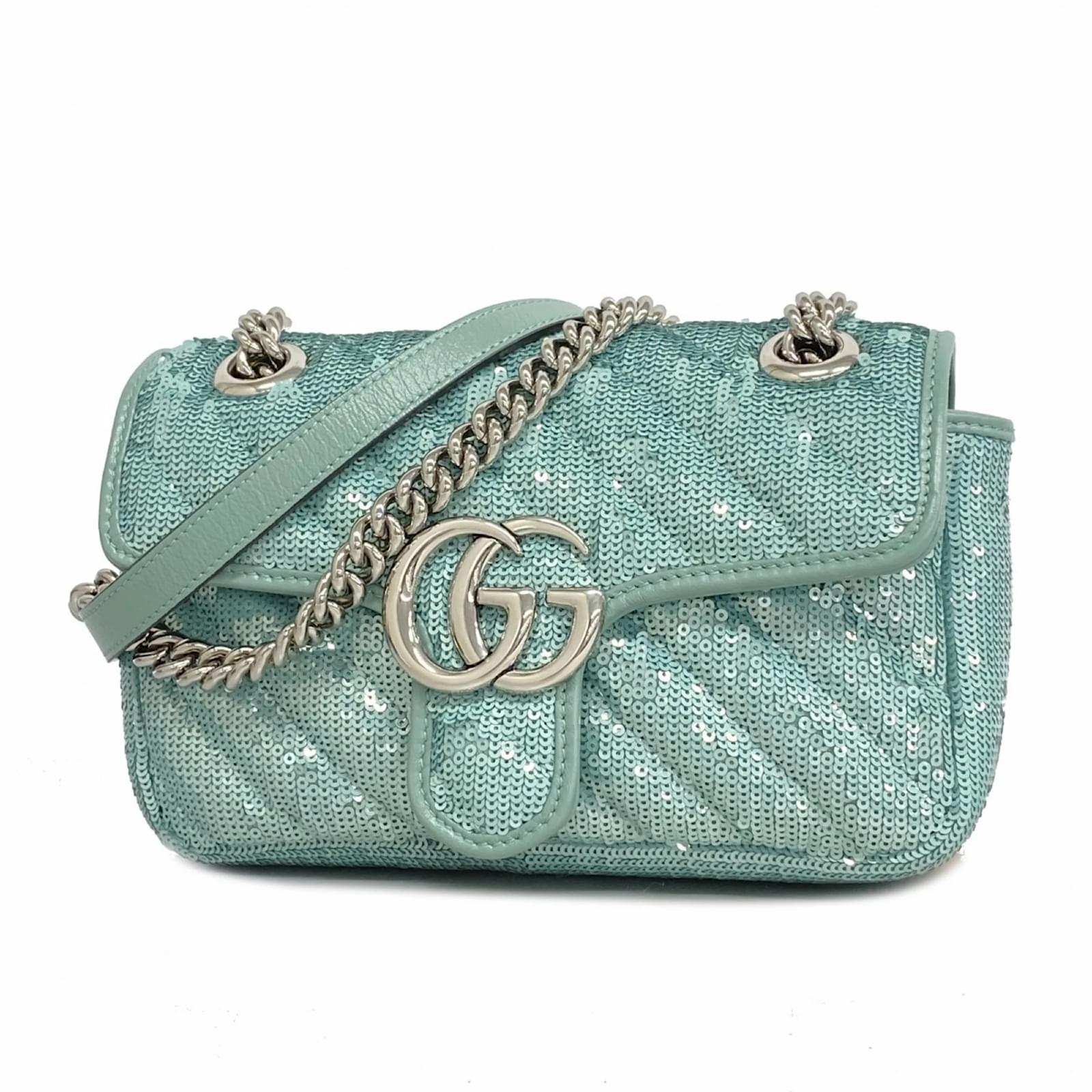 Gucci GG Marmont Schultertasche mit Pailletten Grün