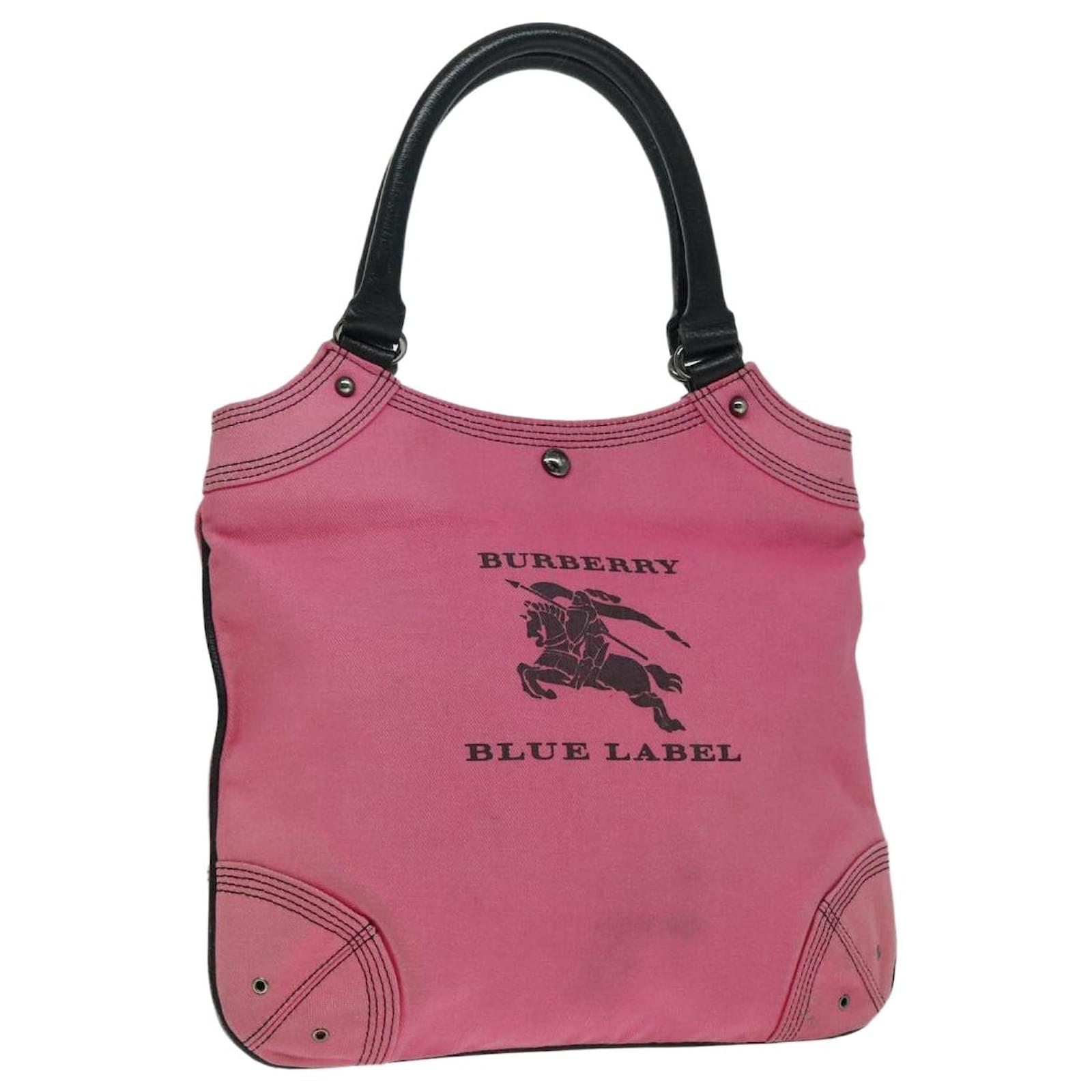 BURBERRY Blue Label Tote Bag Canvas Leather Pink Black