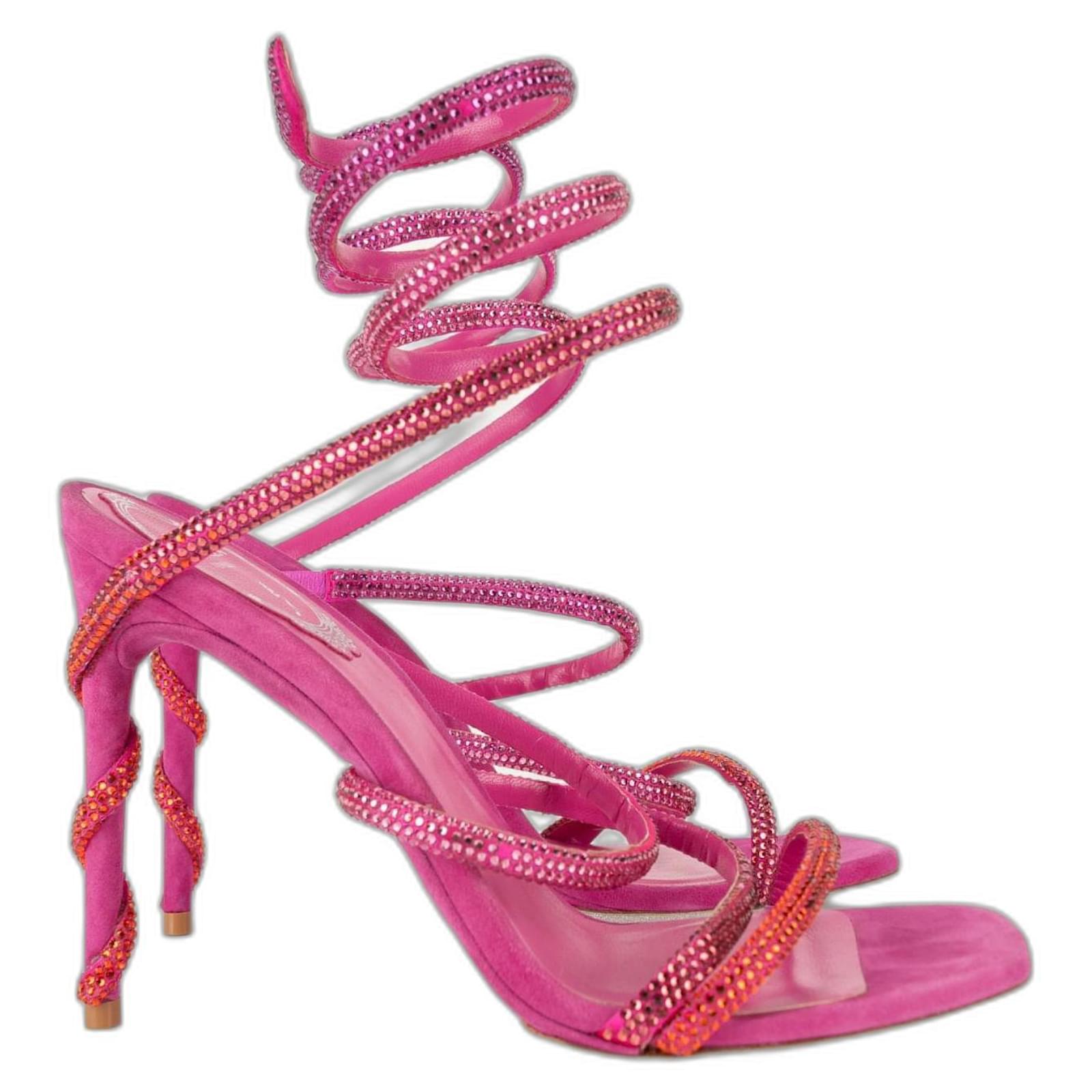 Rene Caovilla Margot Suede Fuschia Joli Closet