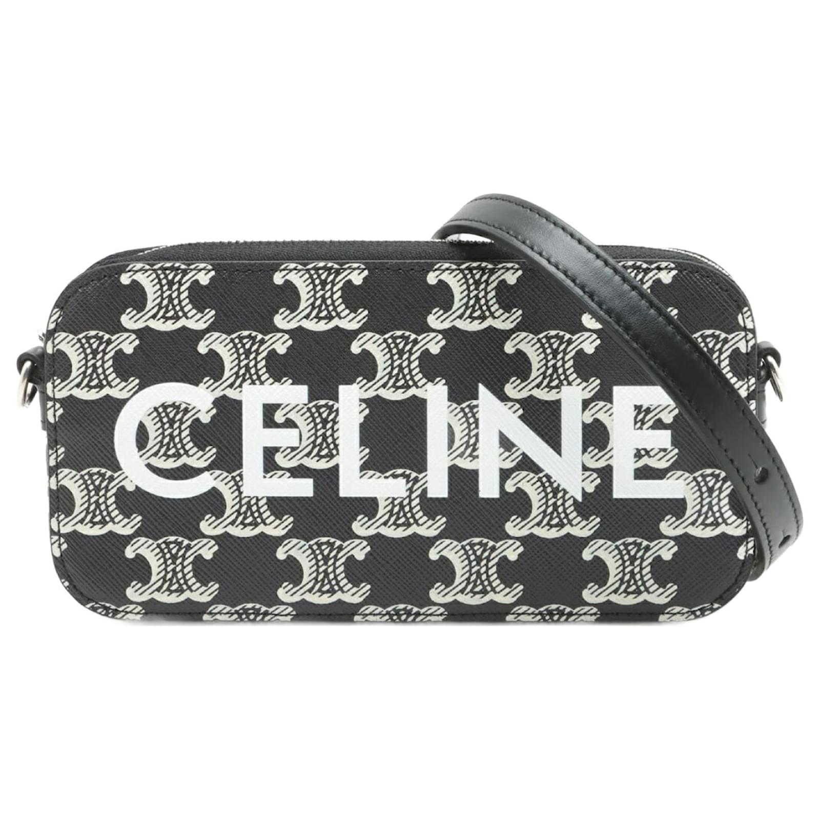 【CELINE】HORIZONTAL POUCH IN TRIOMPHE ショルダーバッグ Céline Celine Horizontal Pouch Triomphe Leather Shoulder Bag