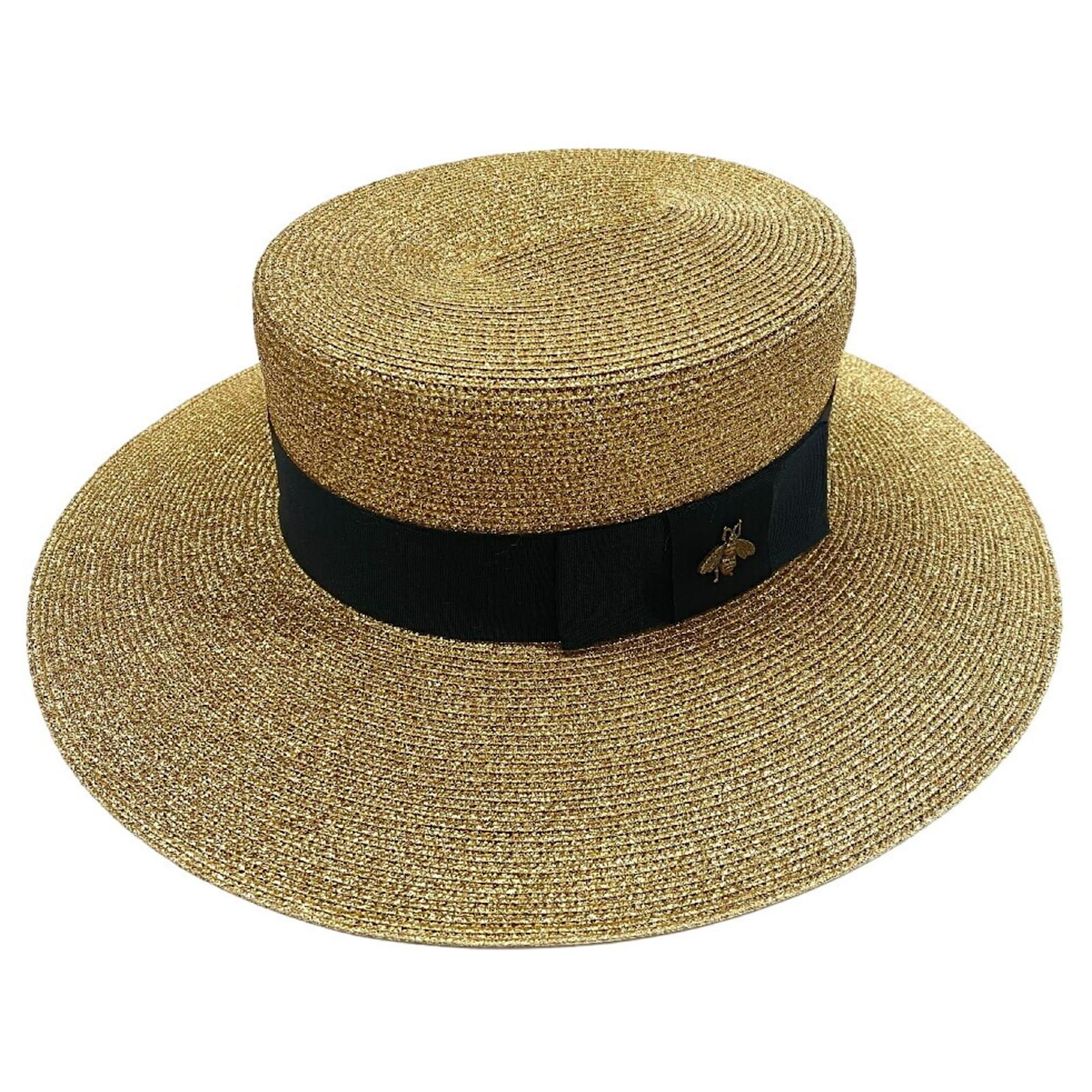 Gucci gold straw hat online