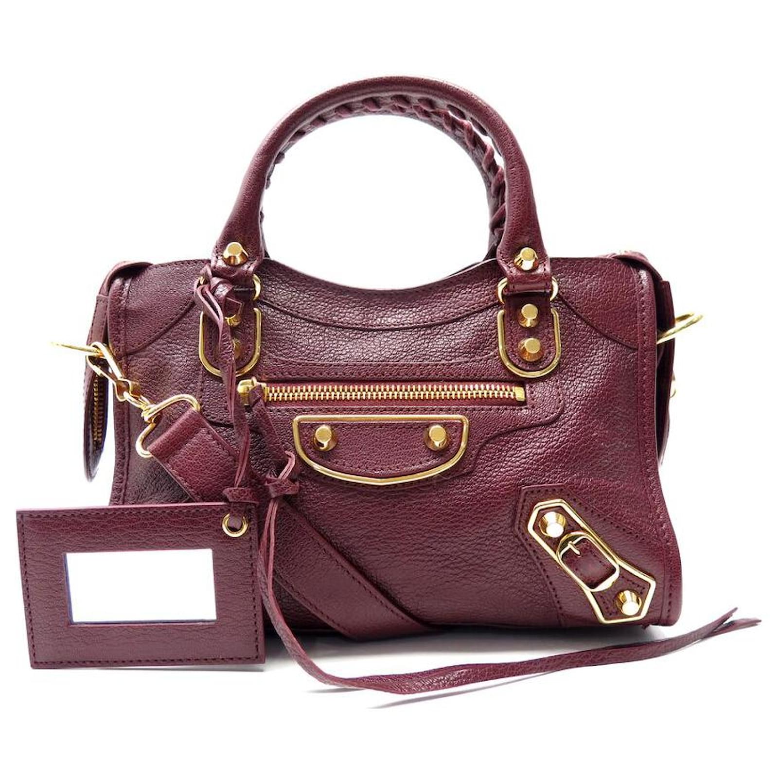 NEW BALENCIAGA MINI CITY BAG 300295 SHOULDER STRAP BORDEAUX NEW BALENCIAGA MINI CITY BAG 300295 SHOULDER STRAP BORDEAUX