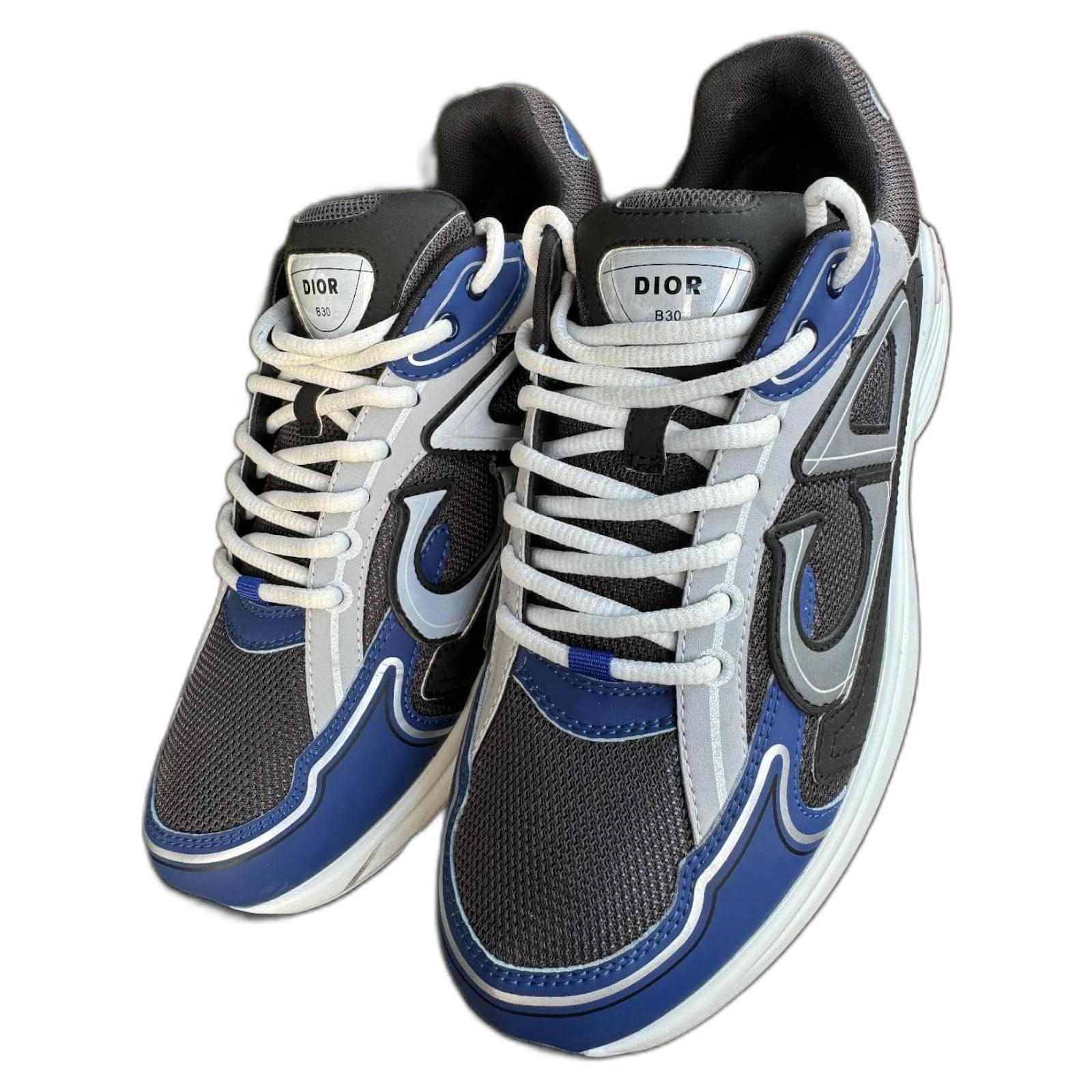 Baskets Dior B30 Cuir d'agneau Bleu Marine Joli Closet