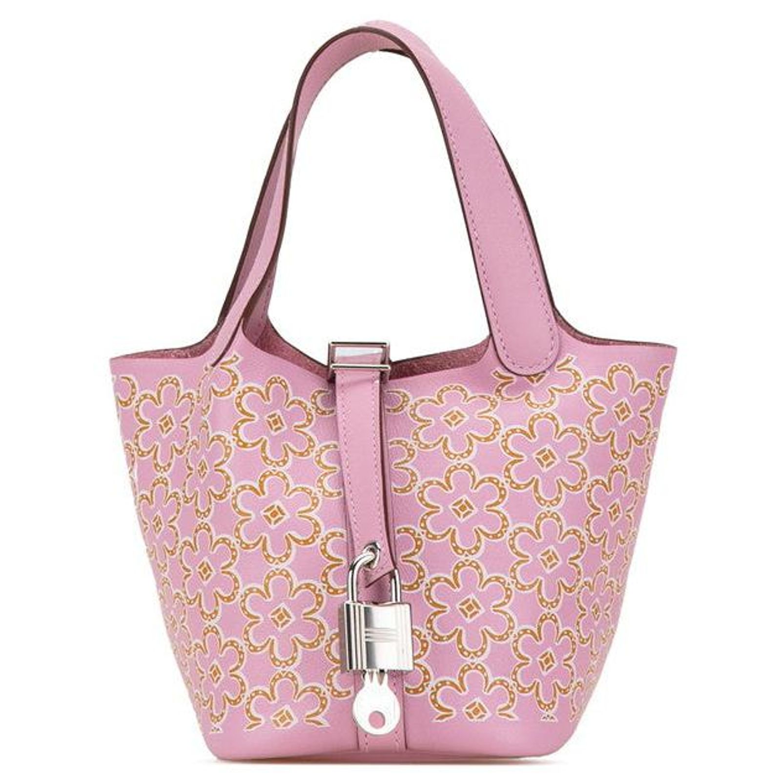 Picotin Micro Hermès Hermes Picotin Lock Micro Lucky Daisy Handbag Purple Leather ref ...