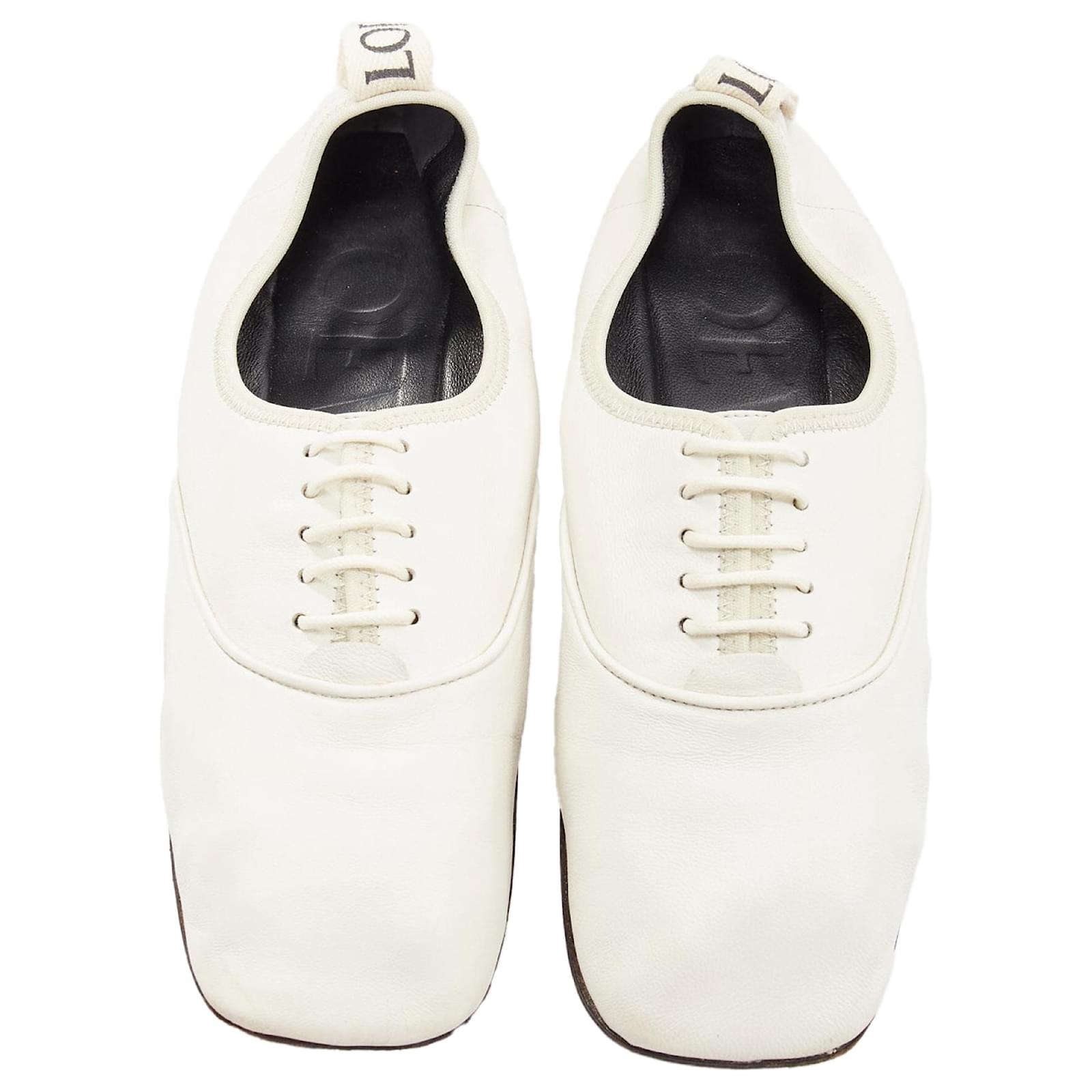 Loewe Derby Soft Leather Logo Tab Lace Up Flat Shoes