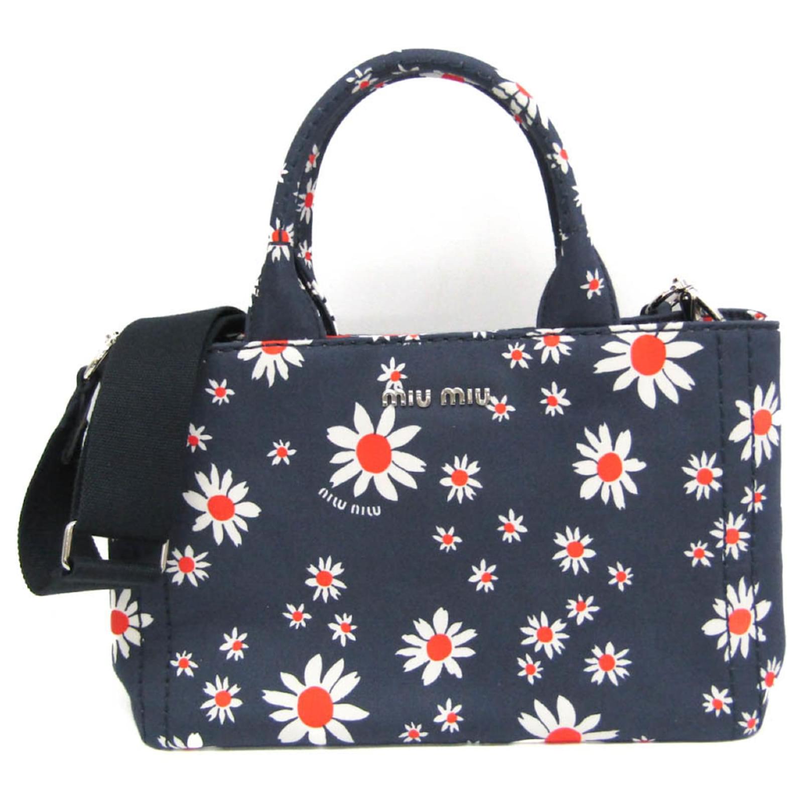 Miu Miu Flower TESSUTO STAMPAT 5BG439 Handbag Navy blue