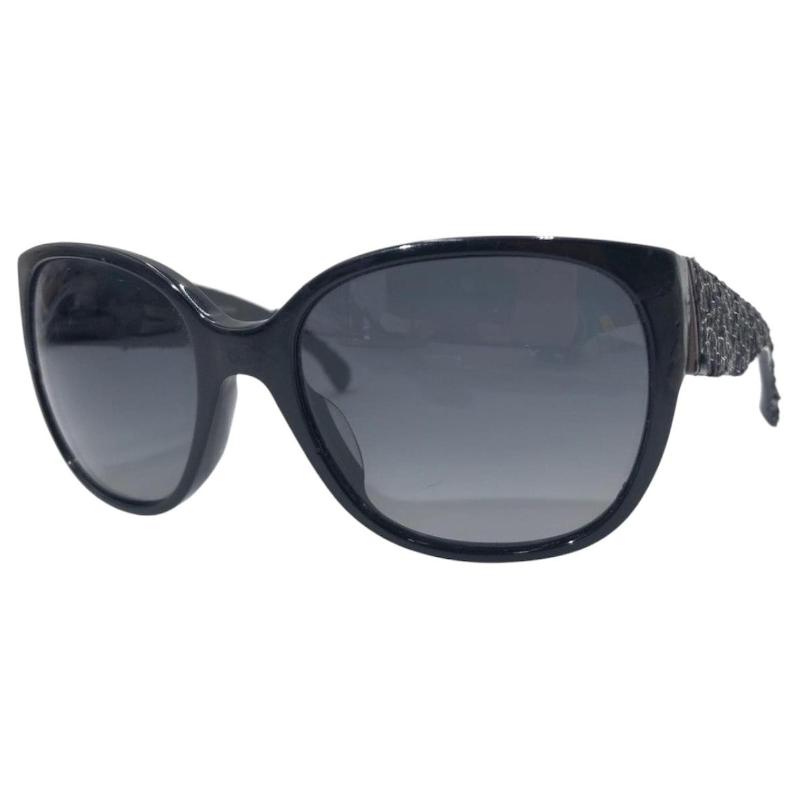 Chanel Tweed Temple Sunglasses 5237-A Black Plastic ref.JC1734400