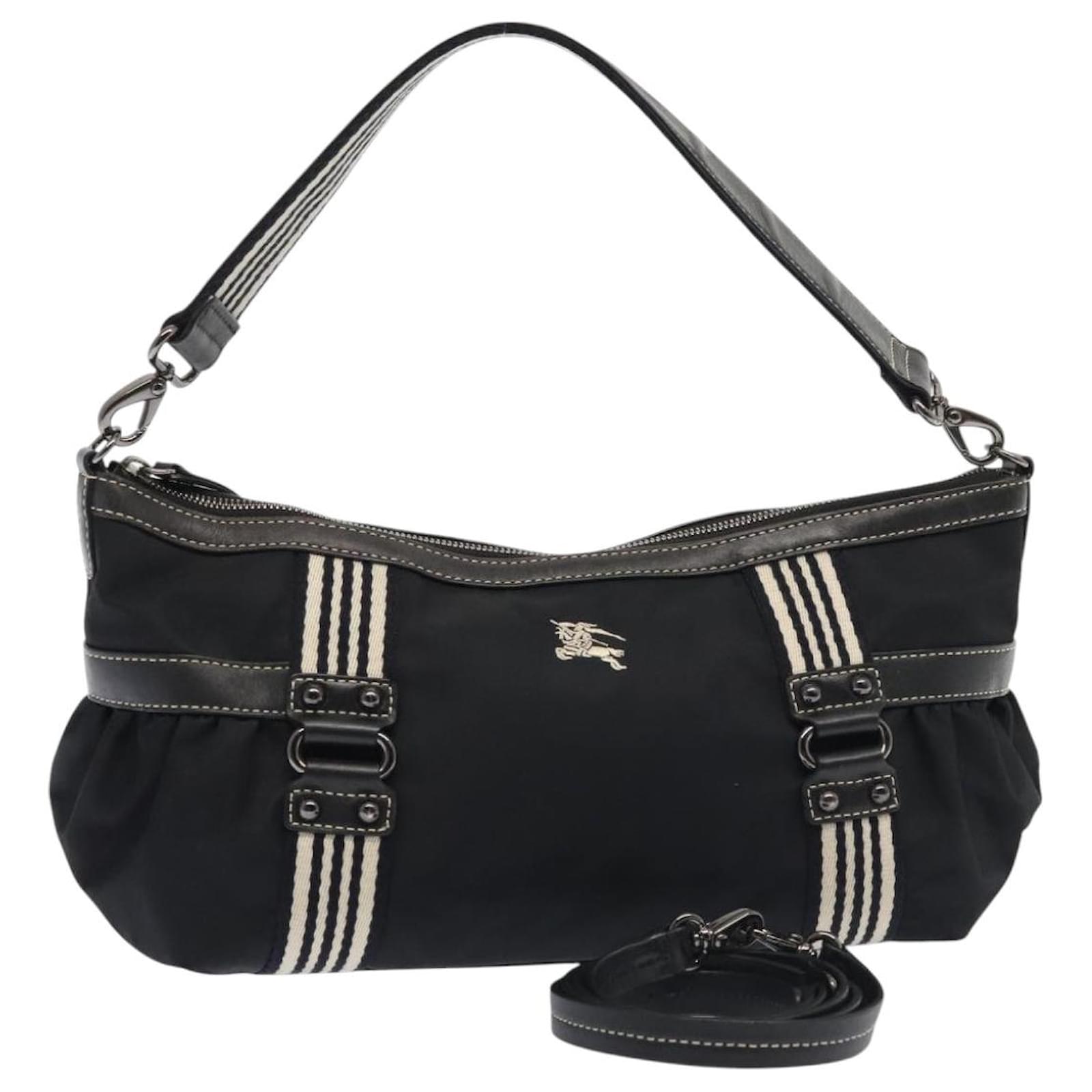 BURBERRY Blue Label Shoulder Bag Nylon 2way Black Auth