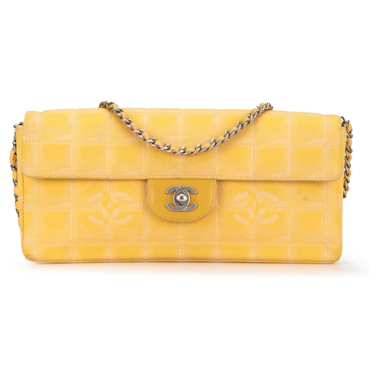 Yellow Chanel New Travel Line Nylon East West Flap Shoulder