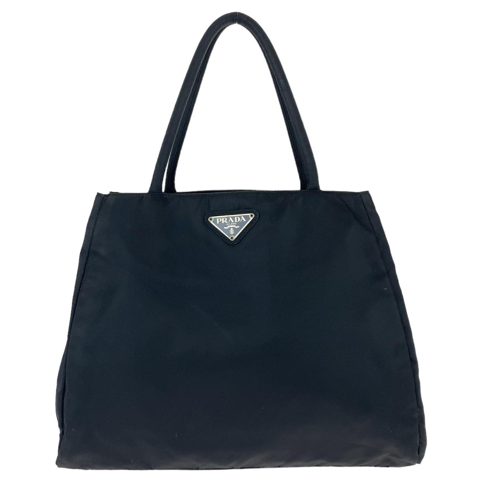 バッグ PRADA TESSUTO NYLON LOGO TOTE HAND BAG prada-tessuto-nylon-black-logo-tote-bag - CRTBLNCHSHP