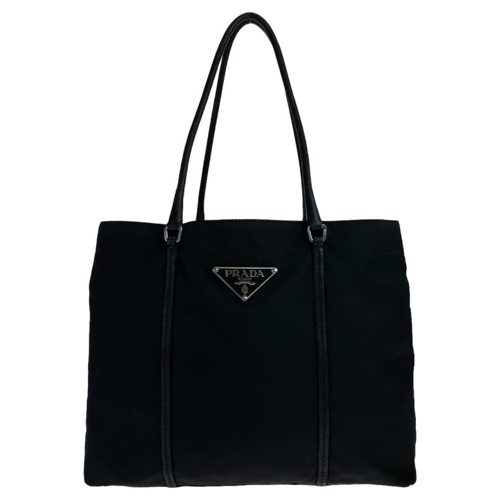 Prada Nylon Tessuto Triangle Logo Shoulder Bag Black Cloth ref