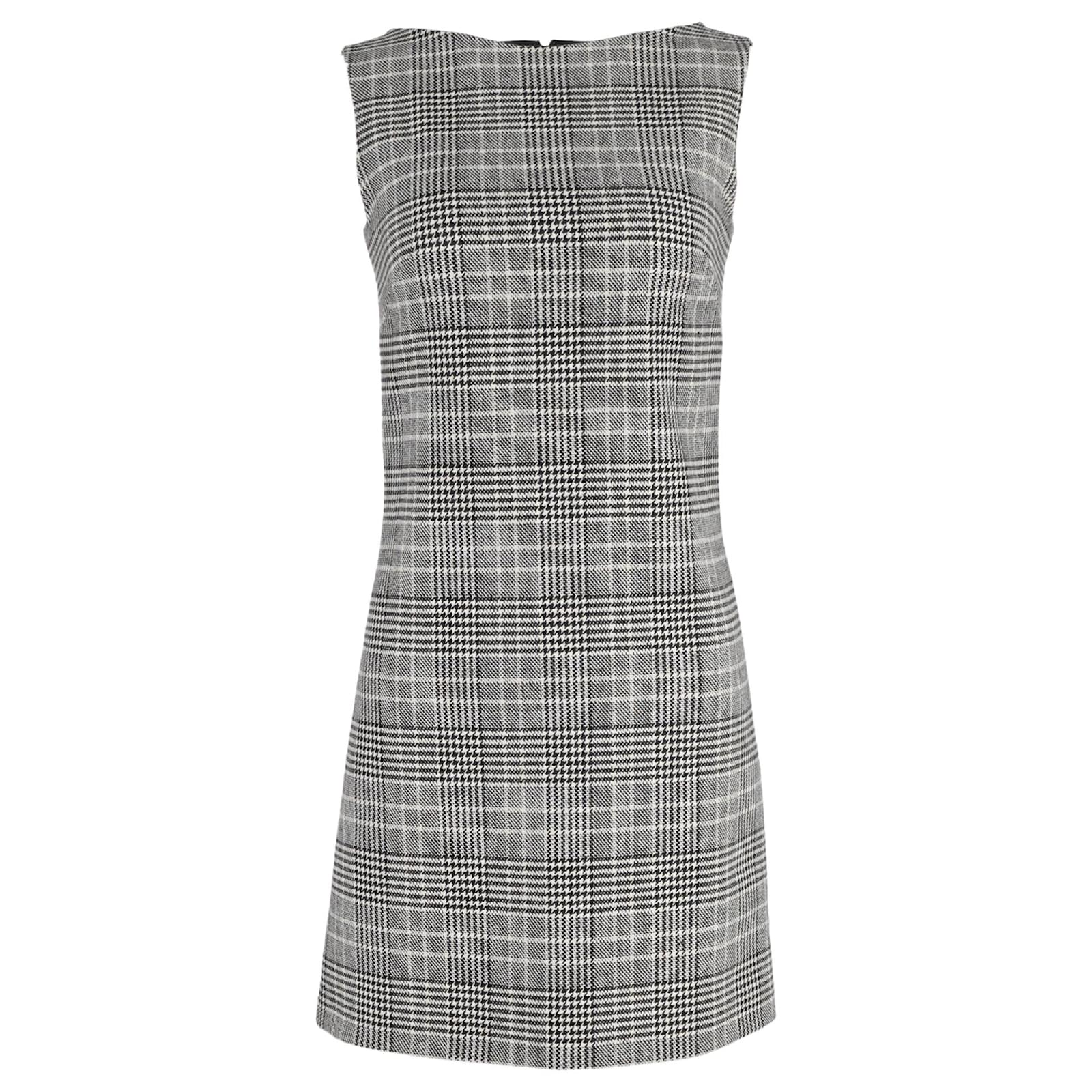 Prada Plaid Mini Sleeveless Shift Dress in Grey Wool ref.JC1736260 (Sold) - Joli Closet Prada Plaid Mini Sleeveless Shift Dress in Grey Wool ref.JC1736260 (Sold) - Joli Closet