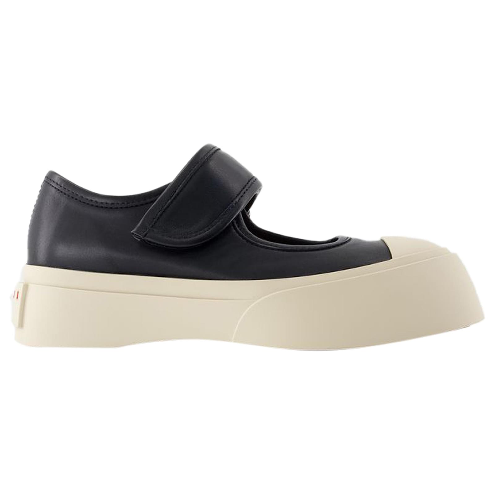 Mary Jane Sneakers - Marni - Leather - Black Pony-style