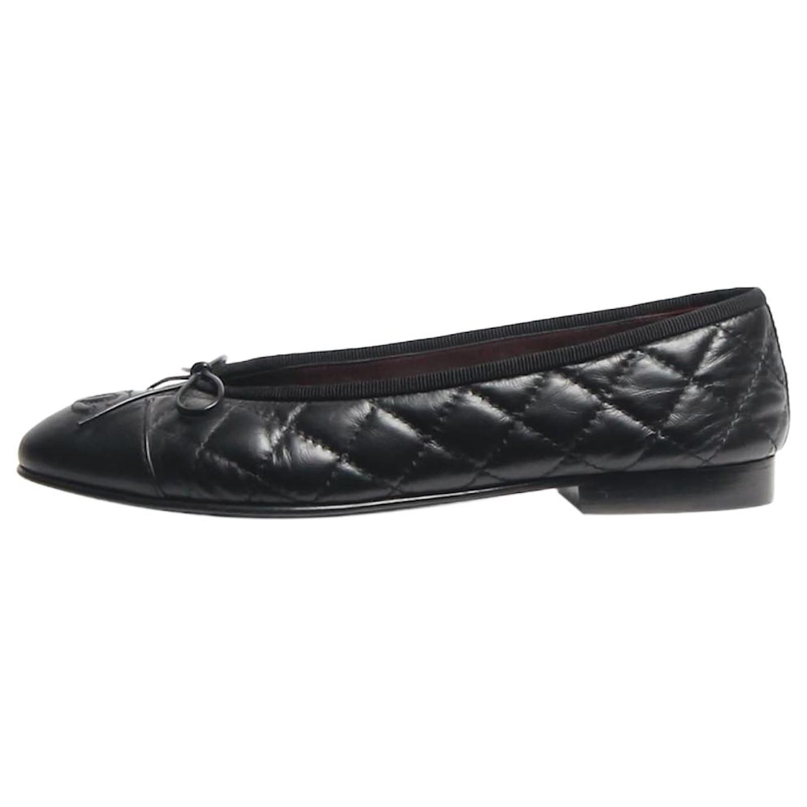 Chanel Black ballet flats - size EU 37 Leather ref.JC1736663 (Sold
