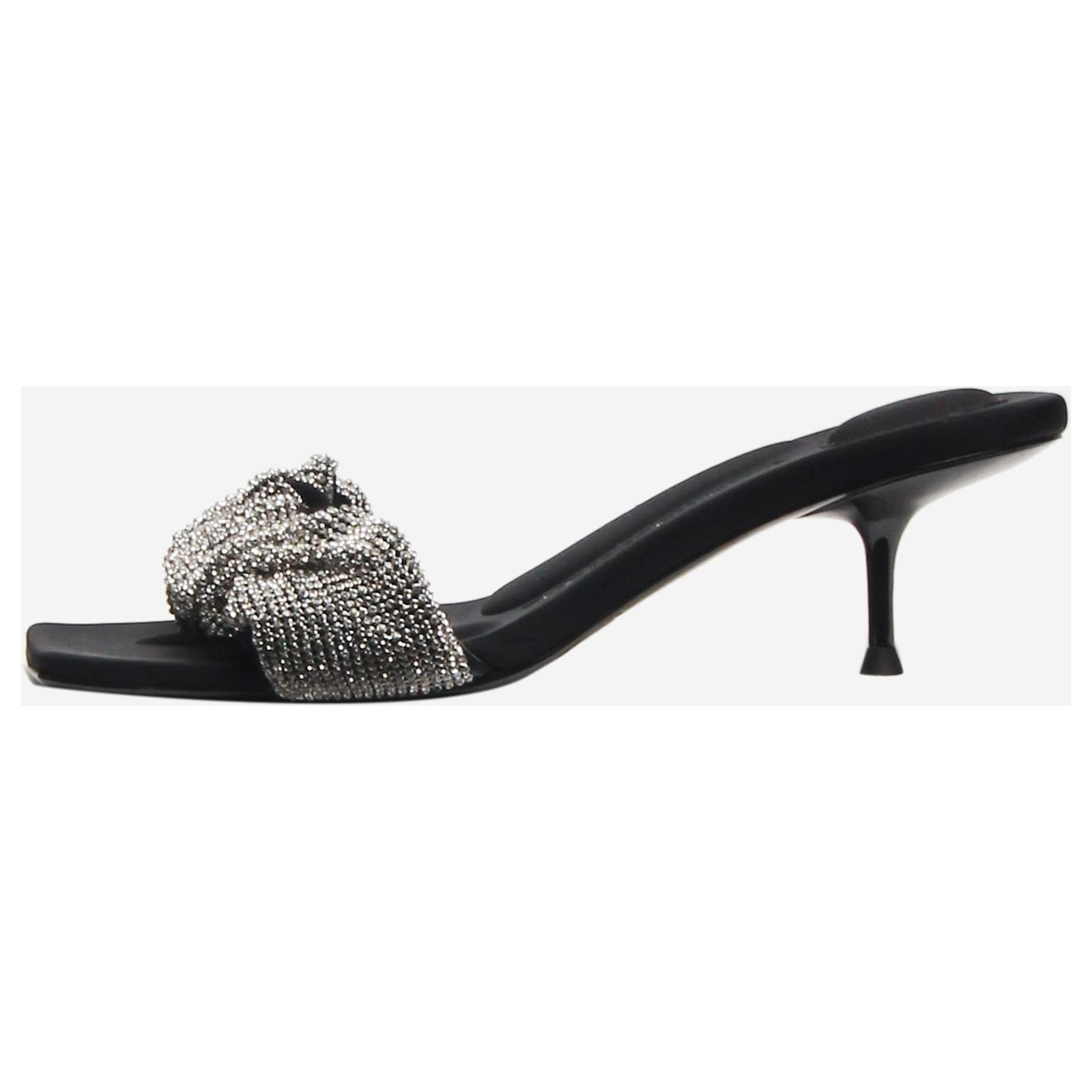 Alexander Wang Black crystal-embellished kitten heel sandals
