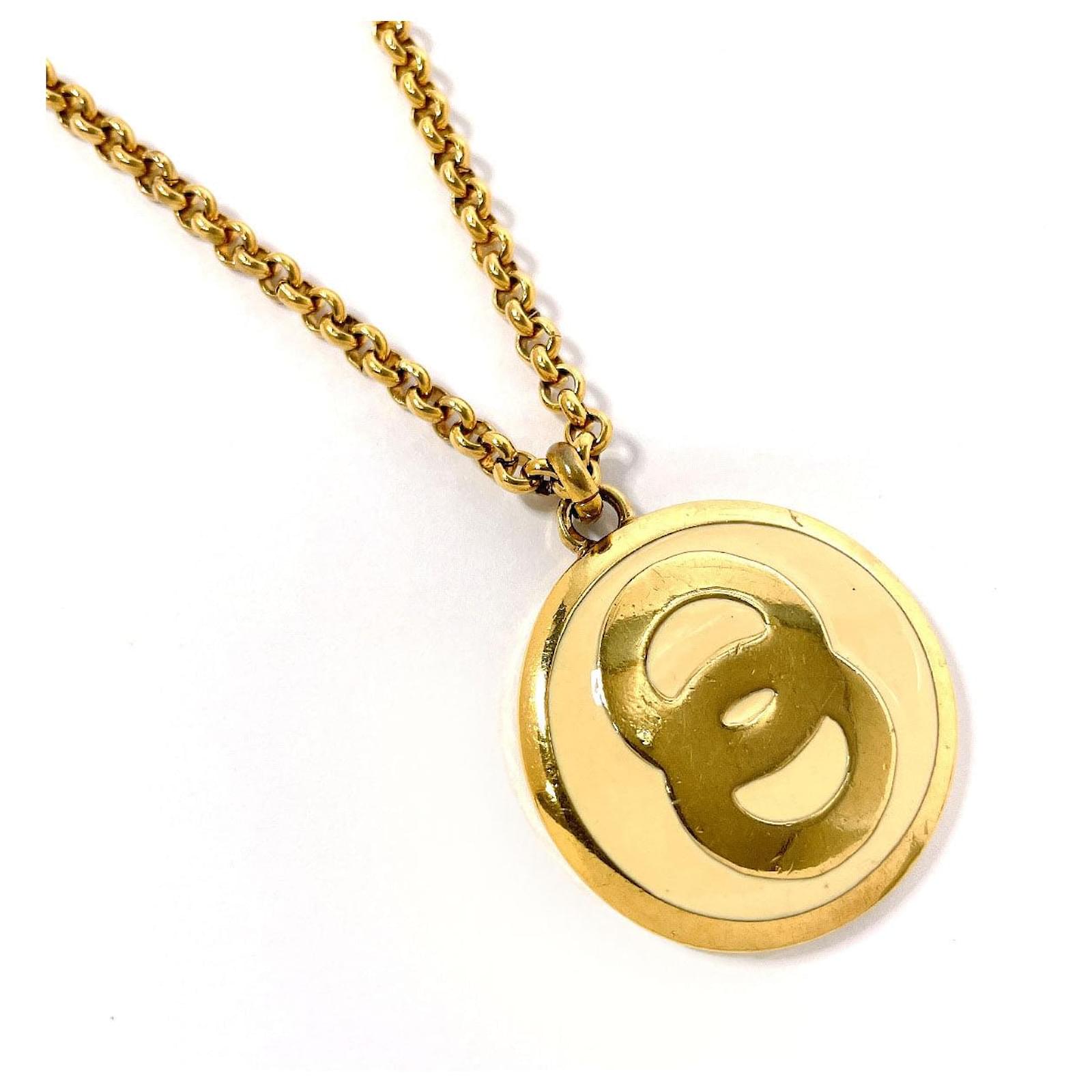 Céline Celine Vintage Metal Necklace Golden Metallic ref