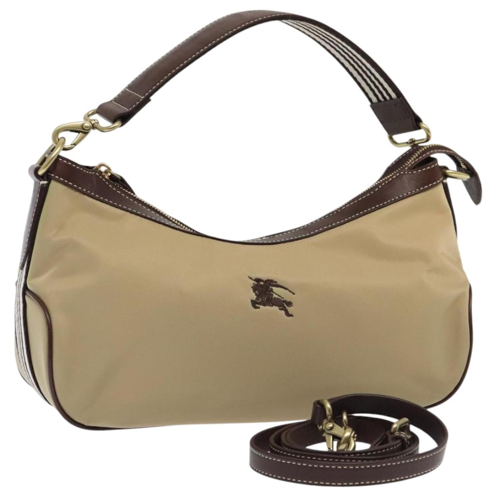 BURBERRY Blue Label Shoulder Bag Nylon 2way Beige Auth ti2076 ref 