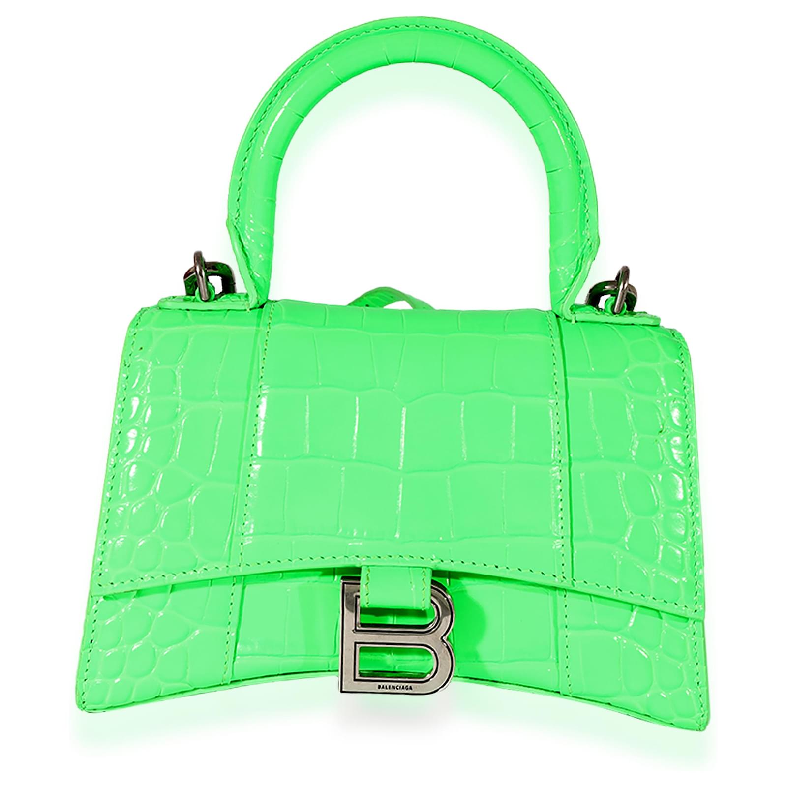 Balenciaga Verde Flúor Brillante Piel de Ternera Embosada