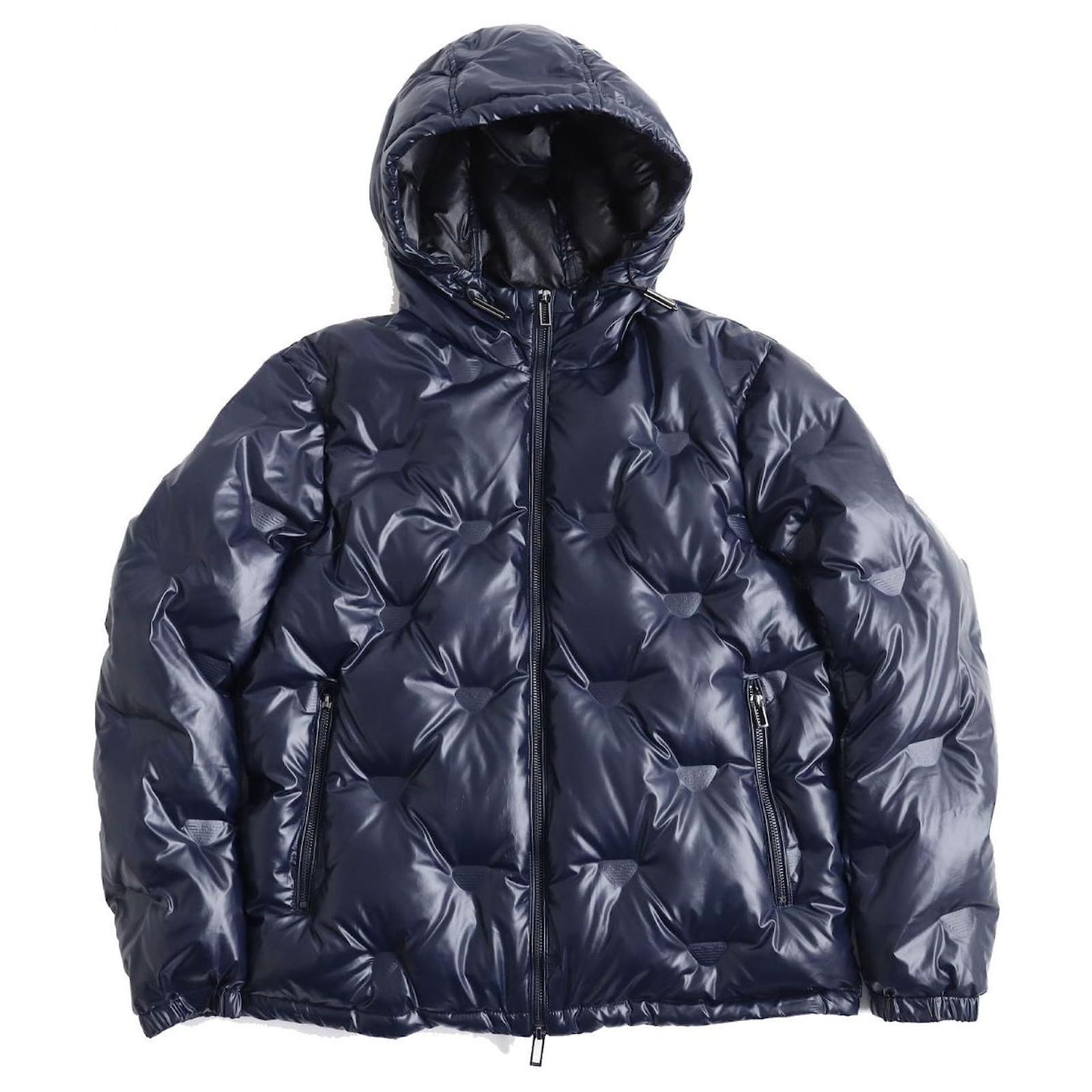 Emporio Armani Blue Navy Hooded Down Jacket
