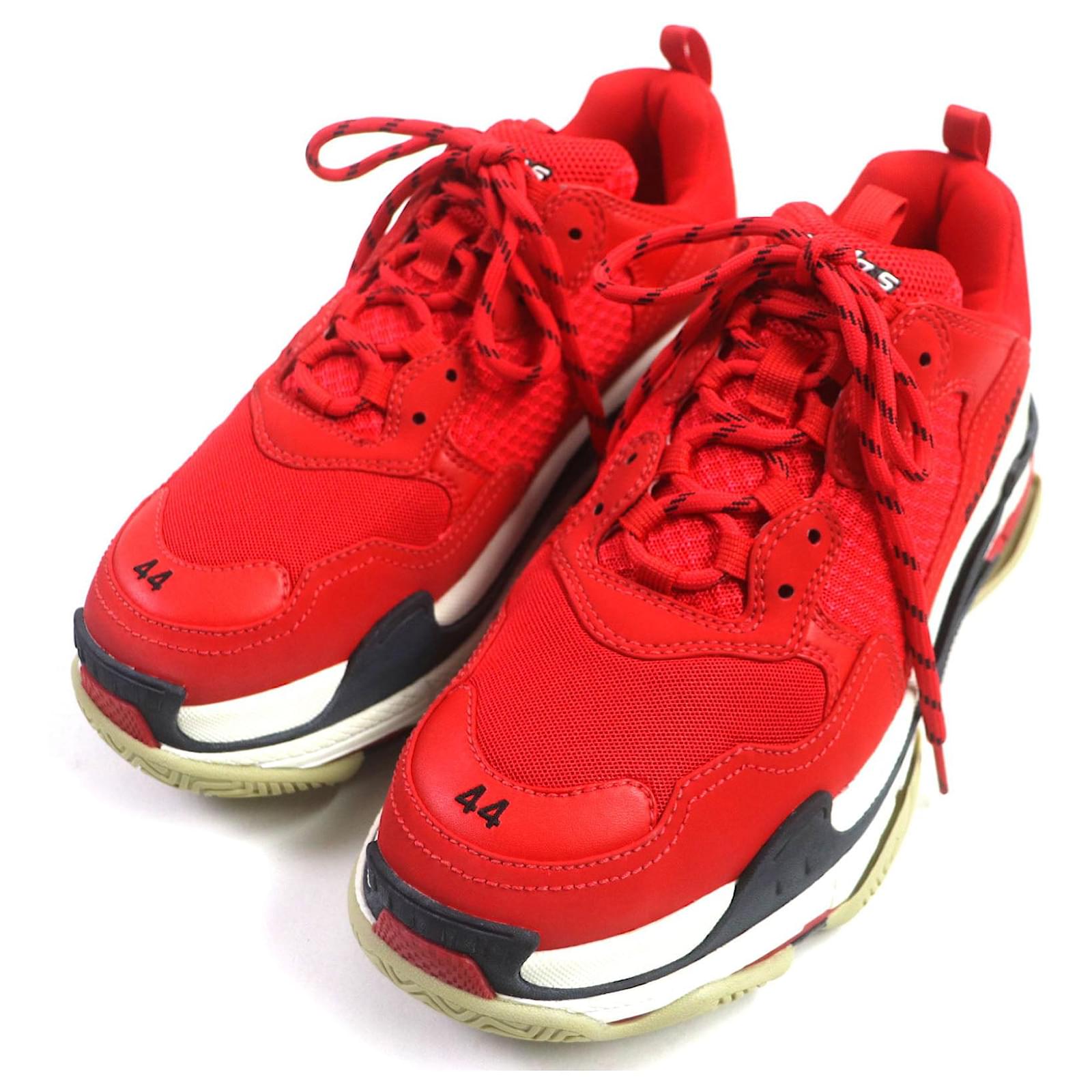 Sneaker in pelle Balenciaga Triple S rosso bianco nero ref.1738821 Joli Closet