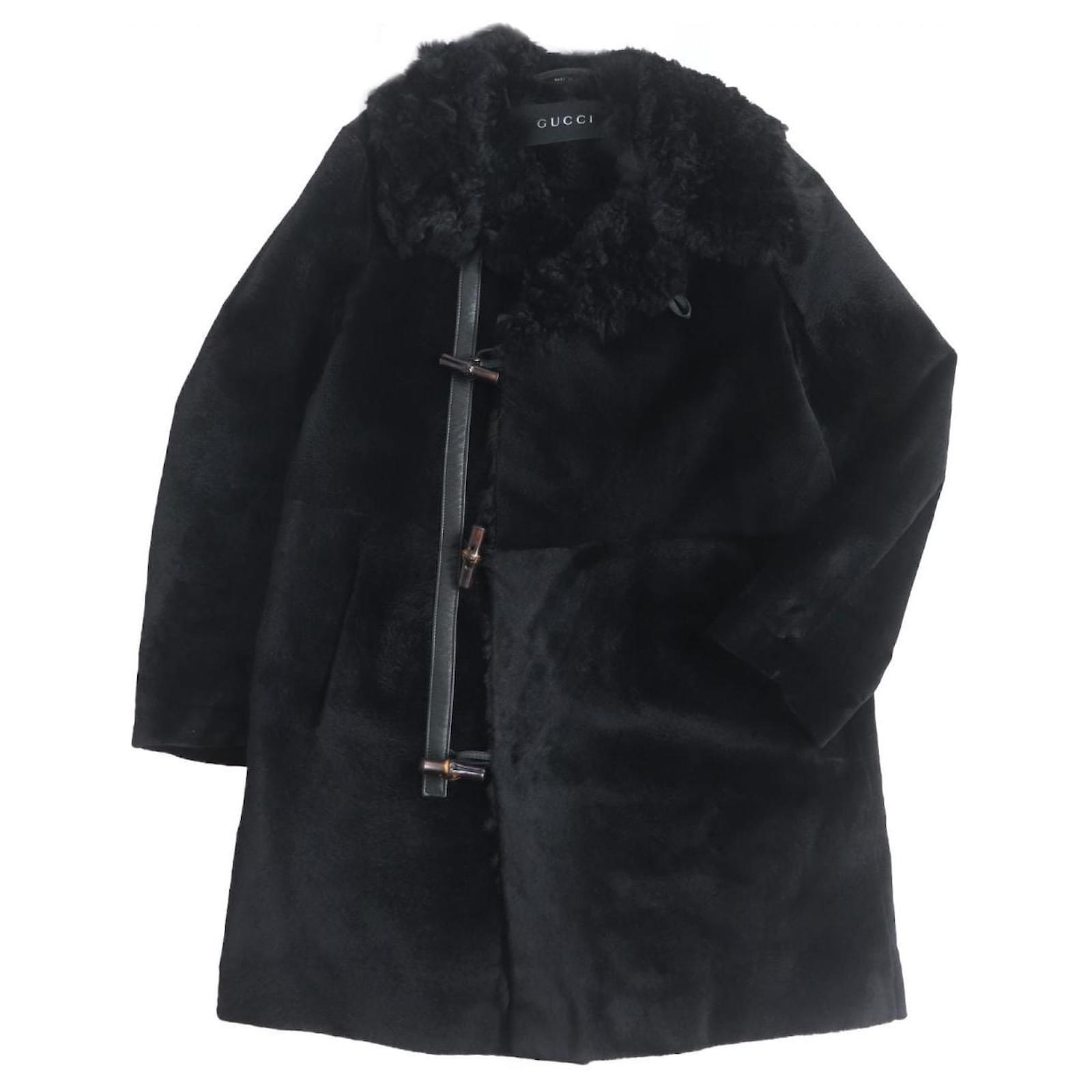 GUCCI Duffle-Mantel aus Känguruleder, Schwarz, Herren