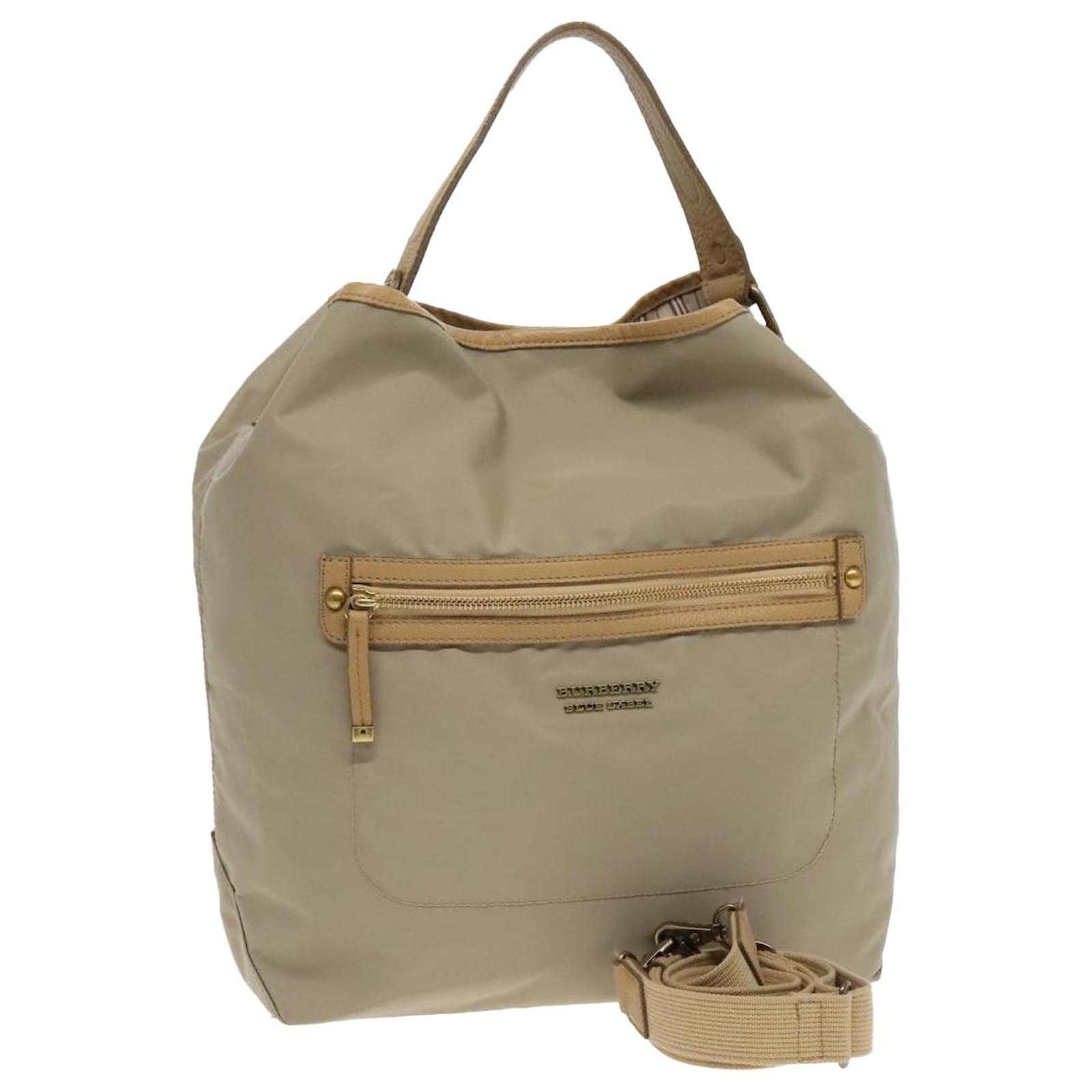 BURBERRY Blue Label Shoulder Bag Nylon 2way Beige Auth ti2073 ref 