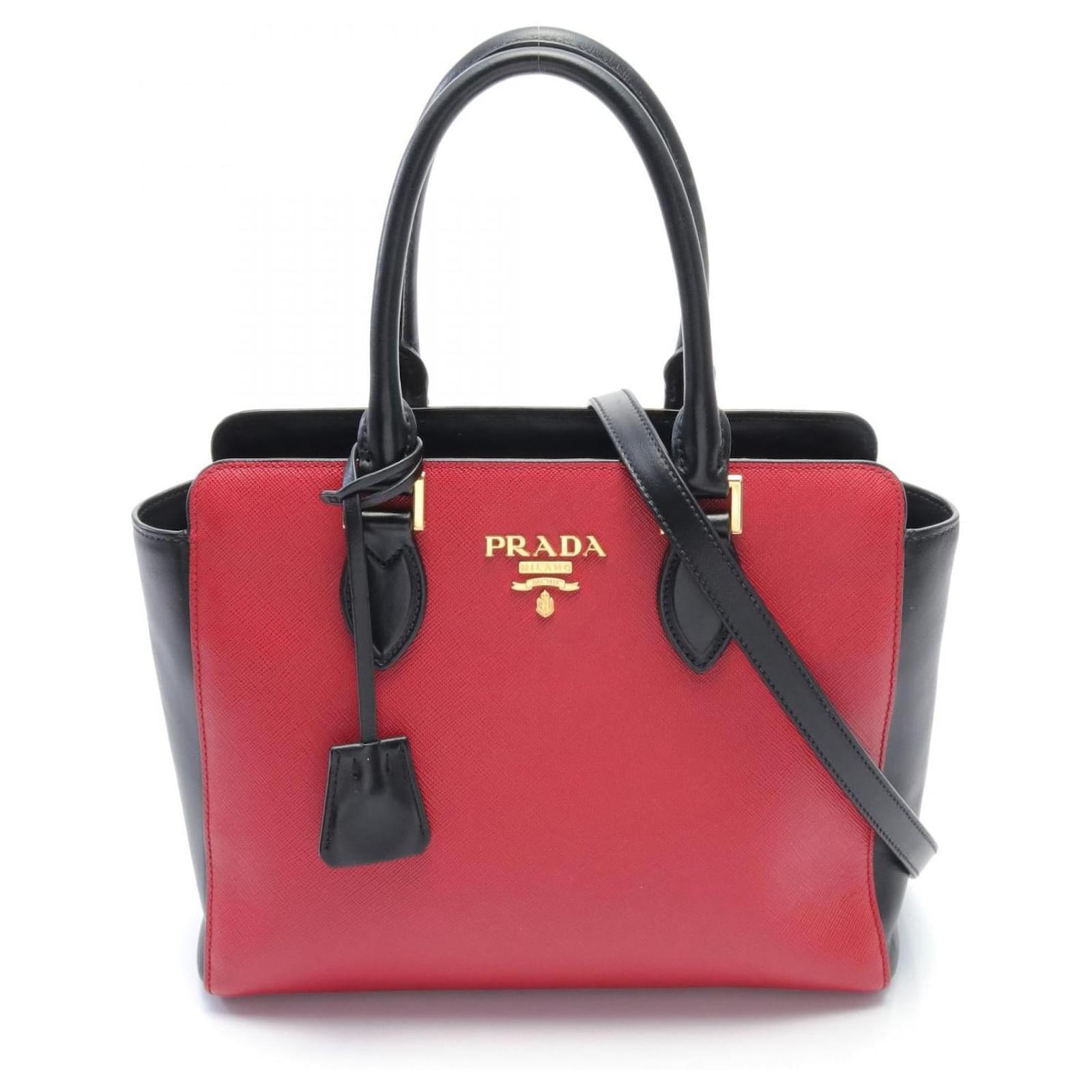 Prada Leather Handbag Red Black