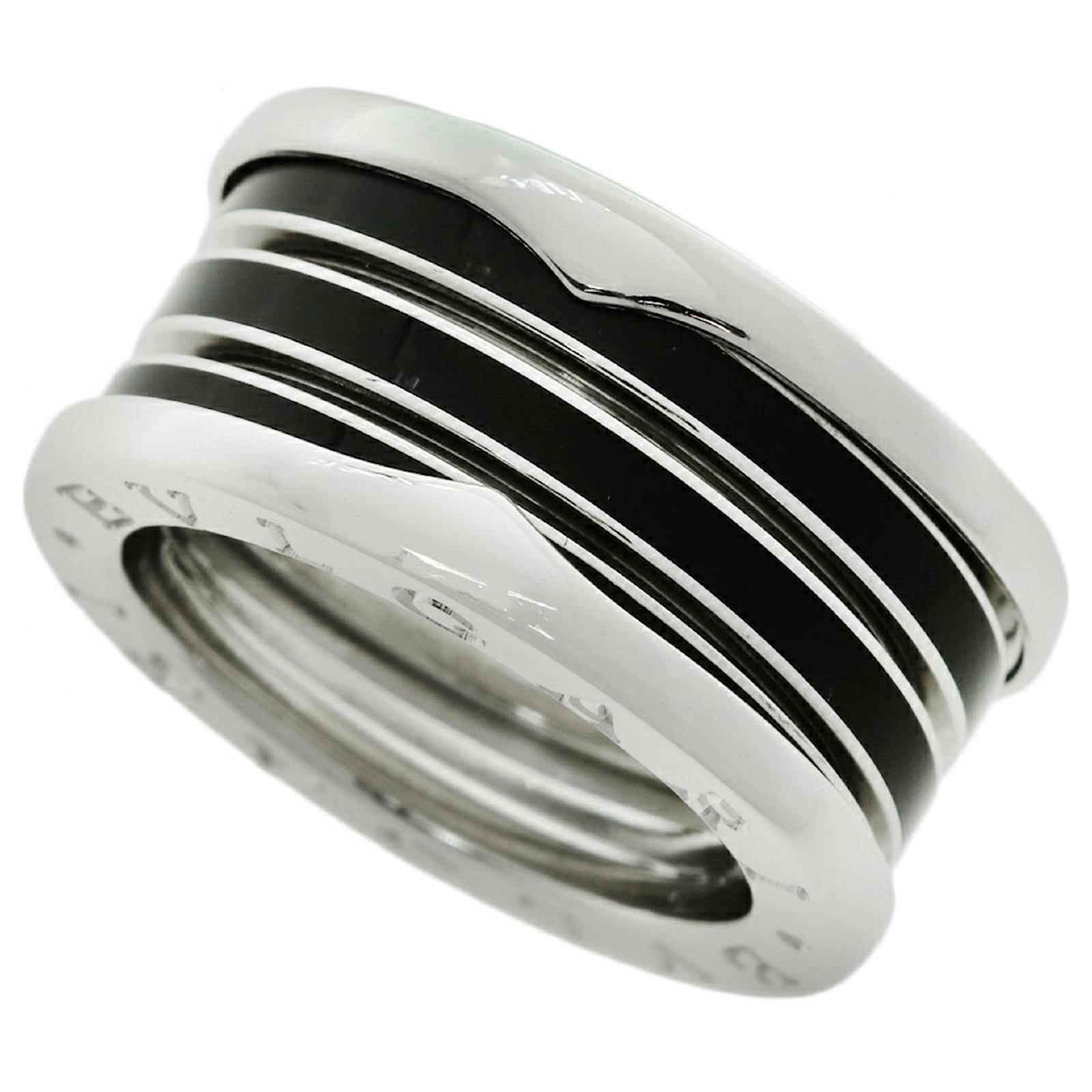 Bulgari Bvlgari Black Enamel Band Ring White gold ref