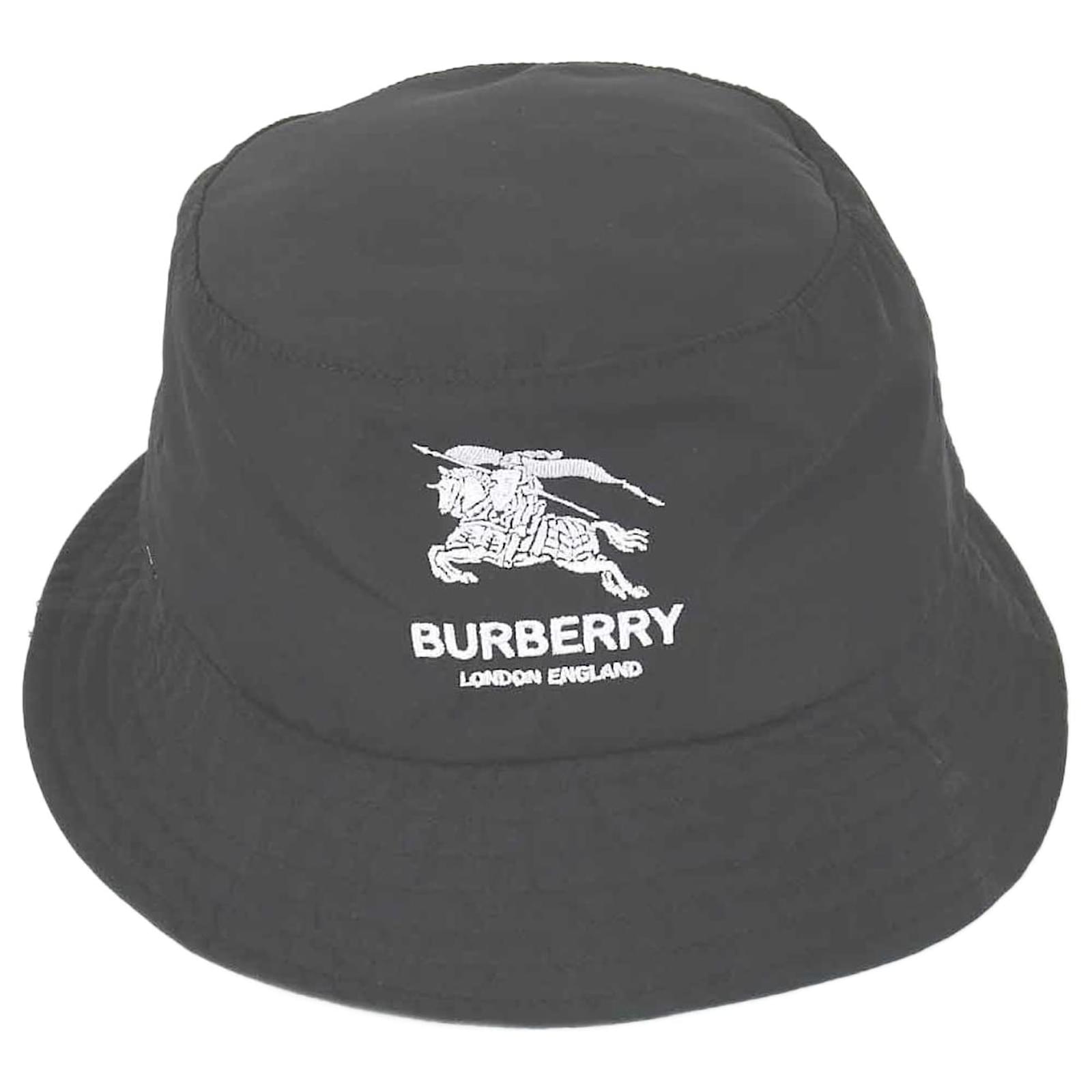 帽子 BURBERRY LONDON ENGLAND BUCKET HAT Burberry London England Bucket Summer Beach Hat Black Cotton