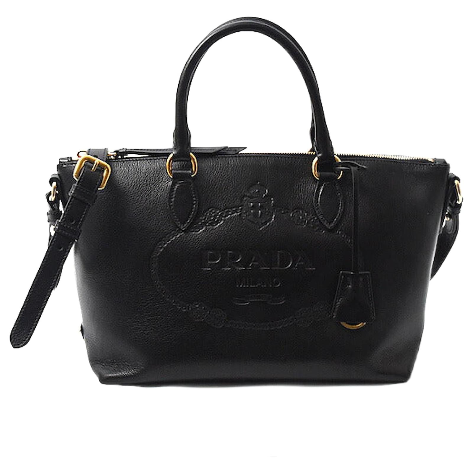 Prada 2way Tote Shoulder Bag Black Leather ref.1747786