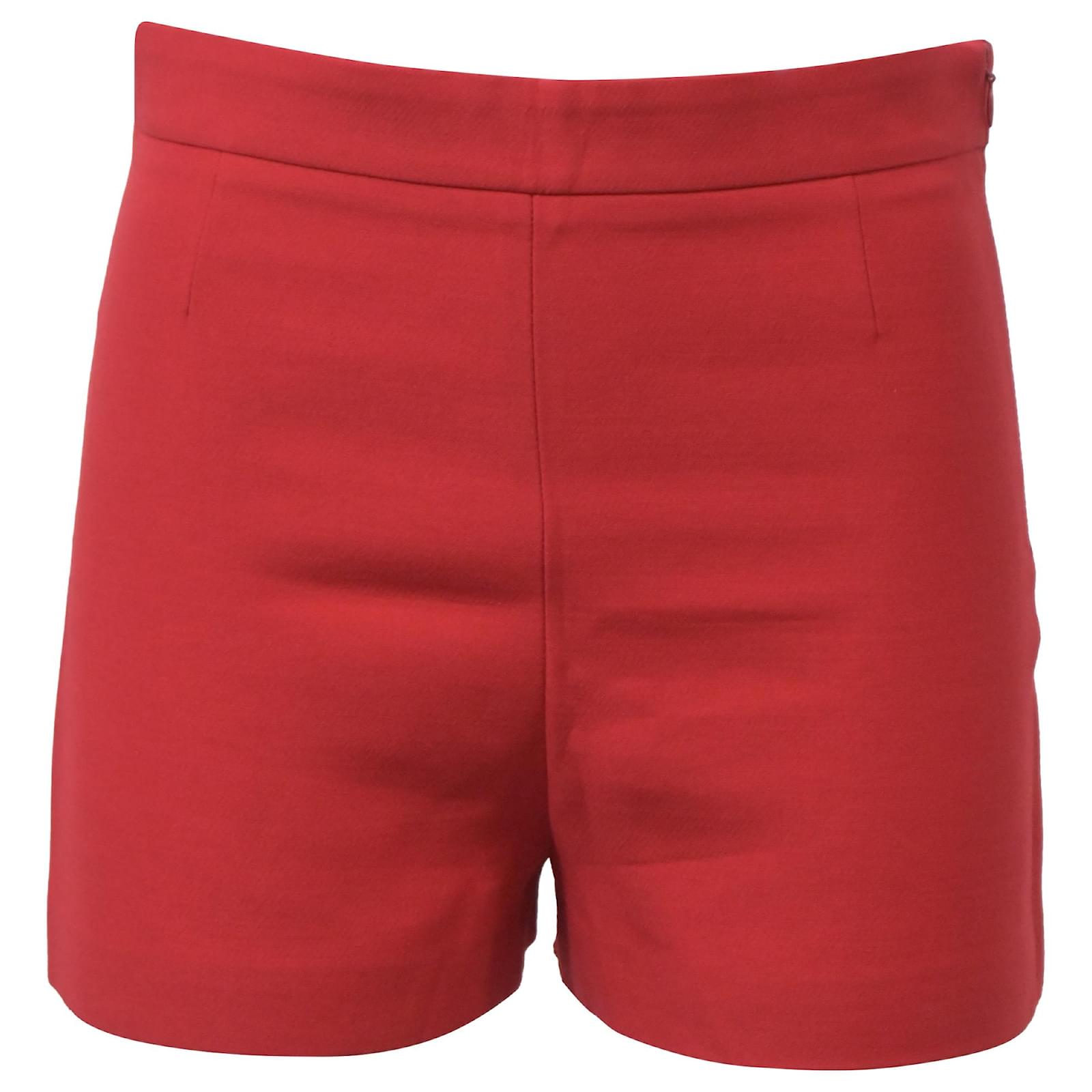 RED VALENTINO★素敵！Pleated cady shorts Crêpe Couture high-rise shorts in red - Valentino | Mytheresa