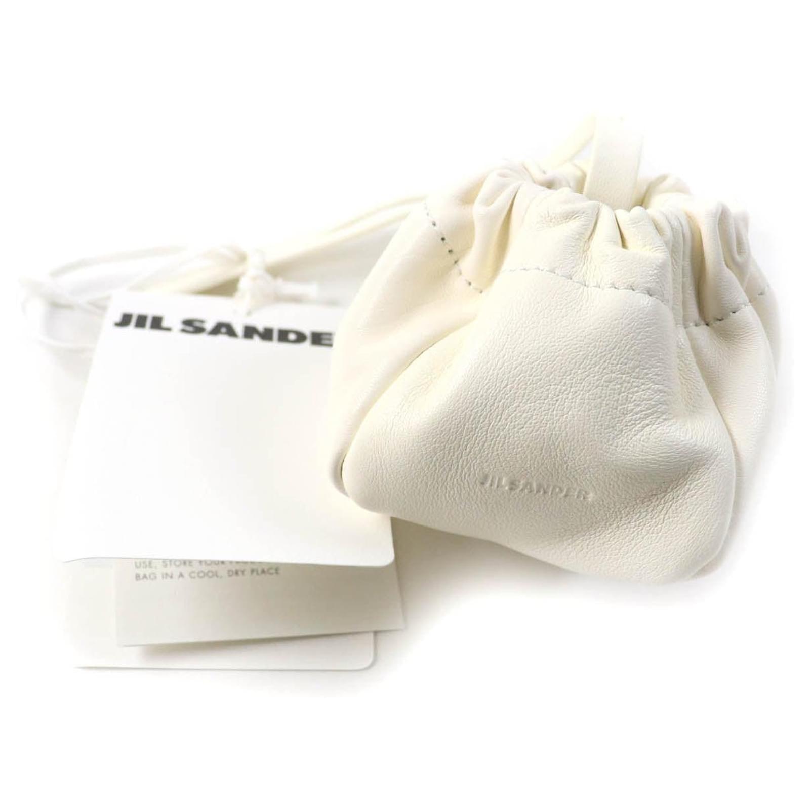 Pochette en cuir Jil Sander Ripple Blanc Joli Closet