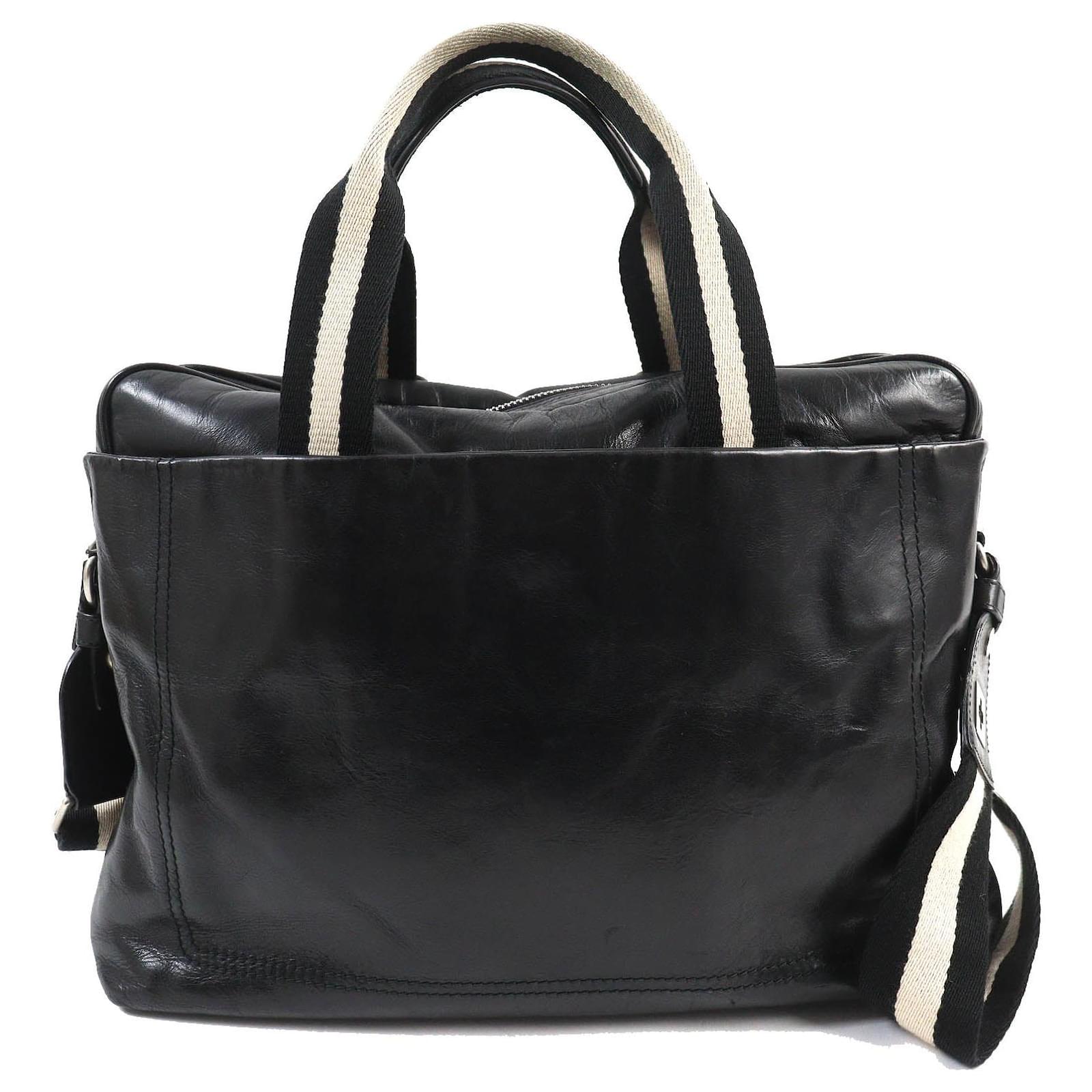Bally Trainspotting 2WAY Leather Canvas Bag Black ref.JC1748216