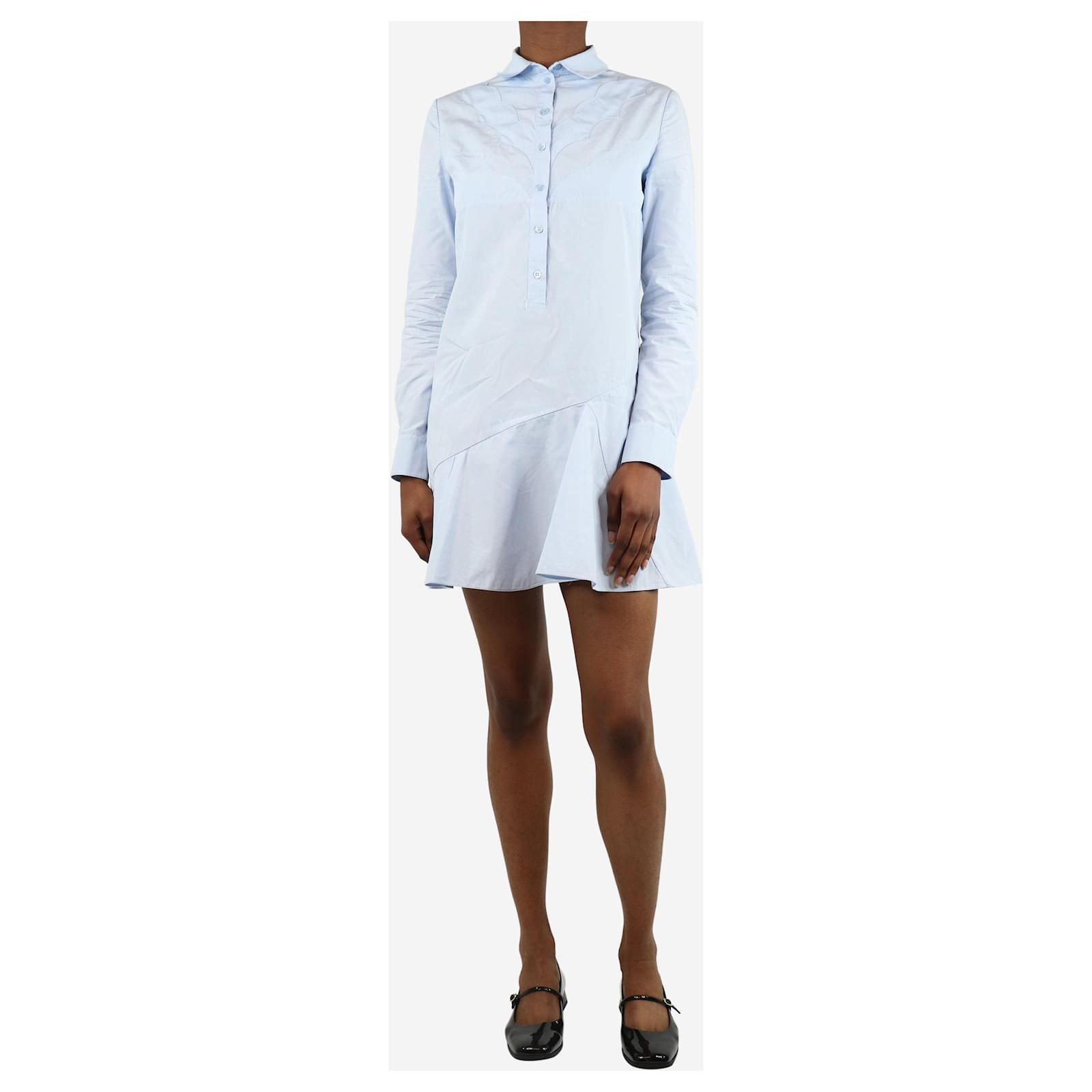 Christian Dior Blue asymmetric peplum mini shirt dress - size UK 8 Cotton ref.JC1748275 (Sold) - Joli Closet Christian Dior Blue asymmetric peplum mini shirt dress - size UK 8 Cotton ref.JC1748275 (Sold) - Joli Closet