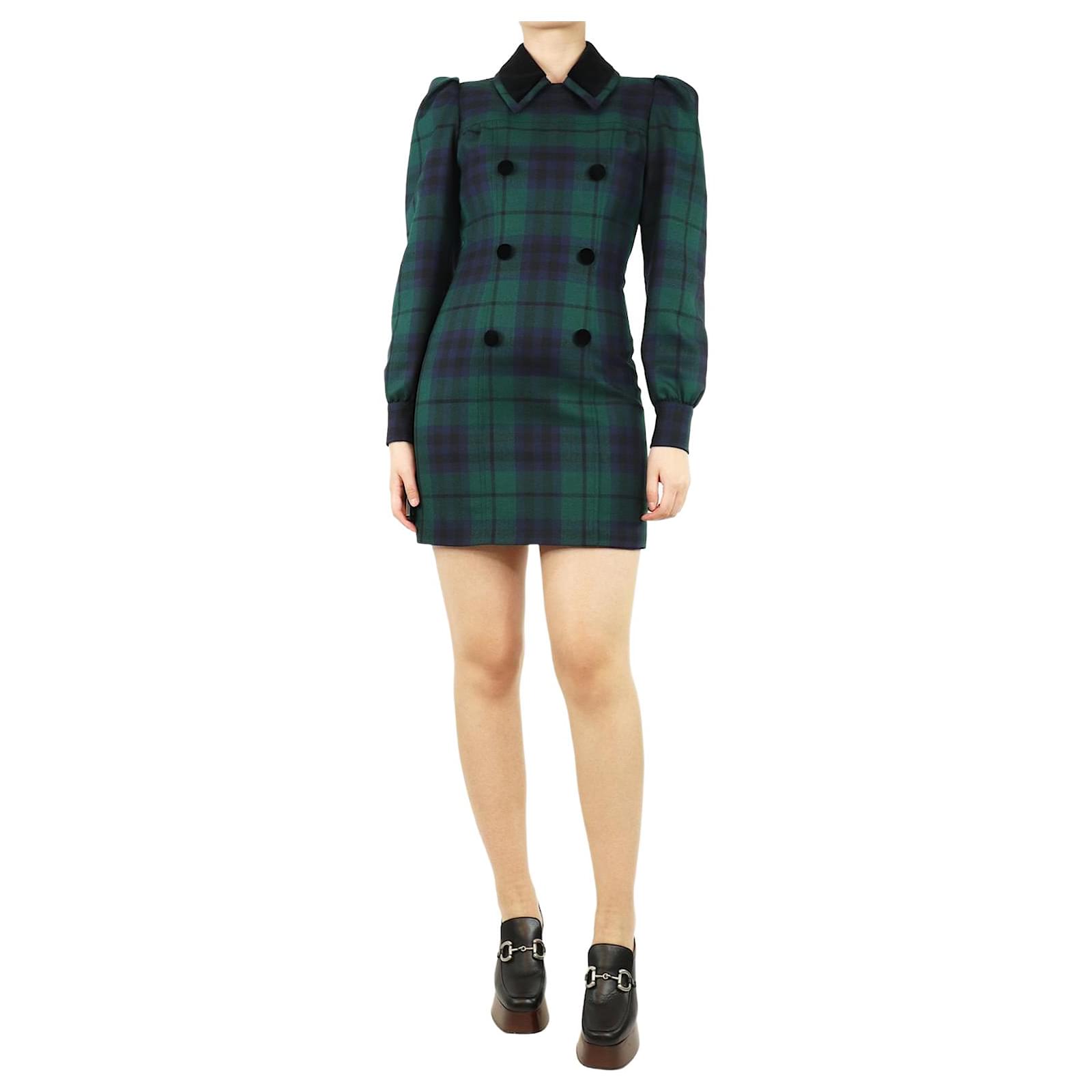 Alessandra Rich Green and blue tartan wool mini dress - size UK 8 ref.JC1748294 (Sold) - Joli Closet Alessandra Rich Green and blue tartan wool mini dress - size UK 8 ref.JC1748294 (Sold) - Joli Closet