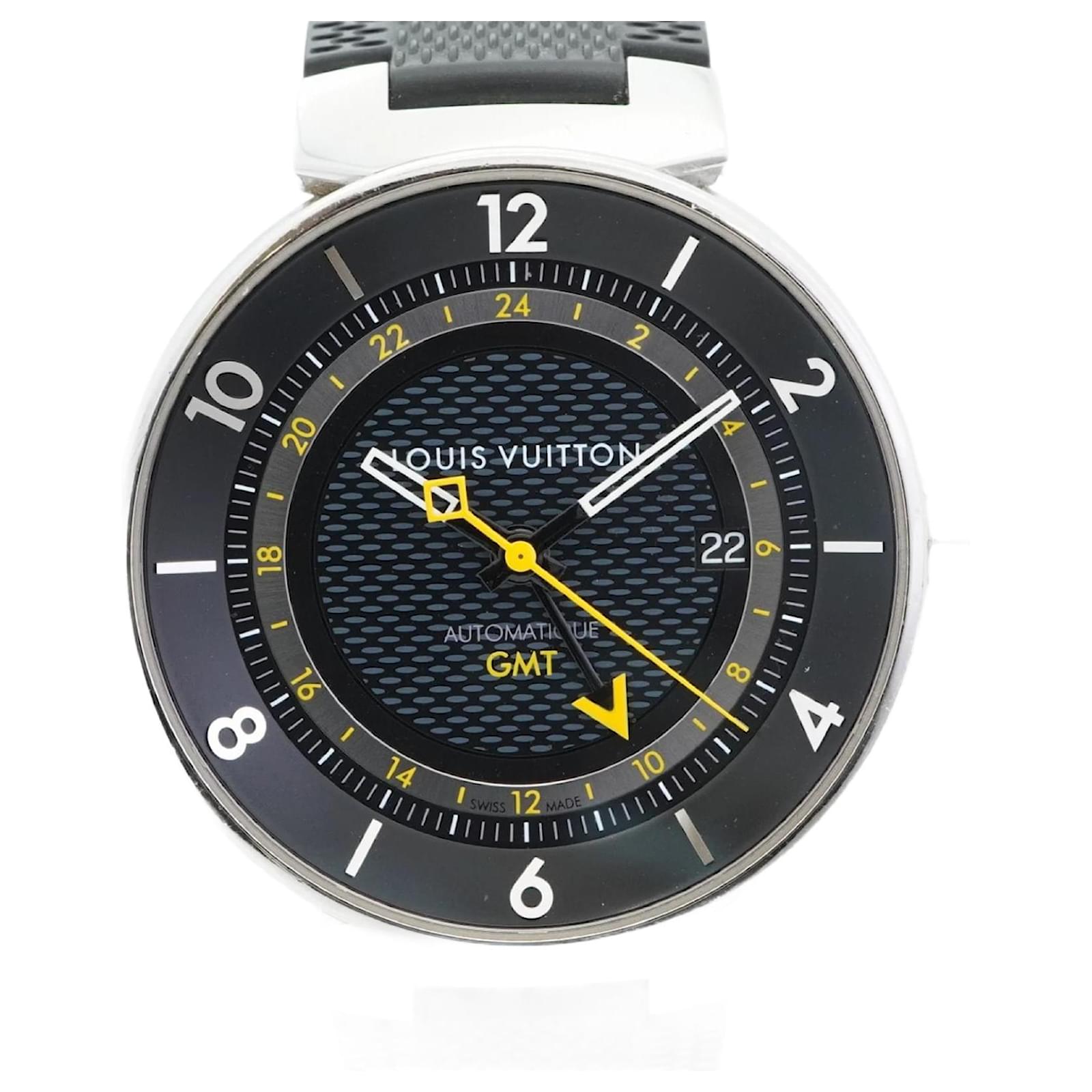Louis Vuitton Tambour Moon GMT Q8D30 Black Dial Watch ref