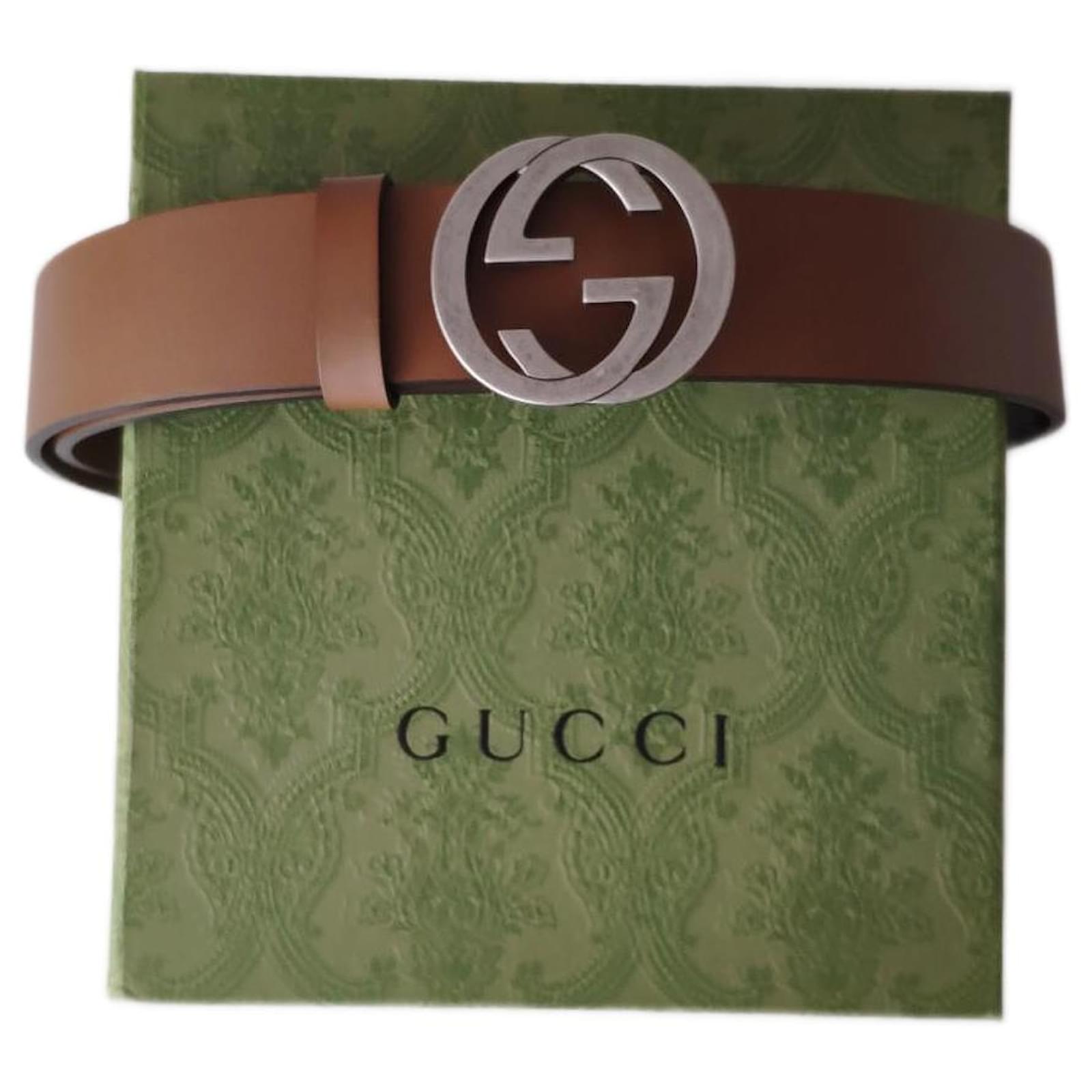 GUCCI BELT WITH INTERLOCKING BUCKLE. Beige Leather ref.1749354 Joli Closet