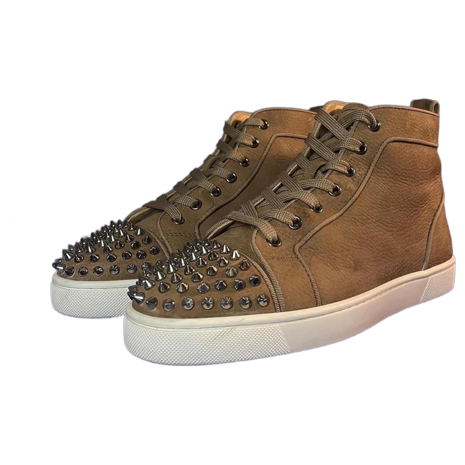 Baskets montantes Christian Louboutin Homme 40 Cuir Marron Beige ref.1751169 Joli Closet