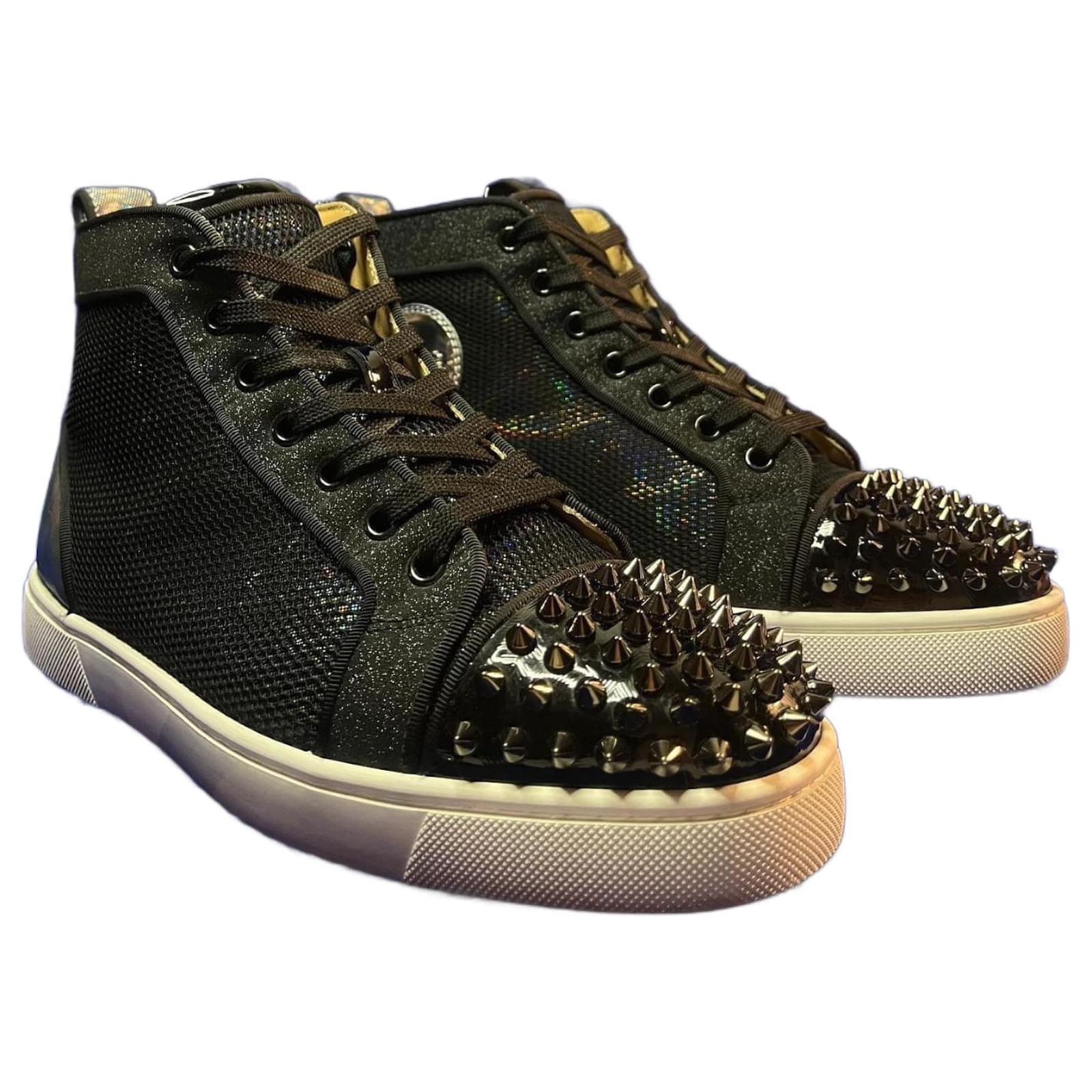 Christian Louboutin men s high top trainers Black Chameleon Spikes