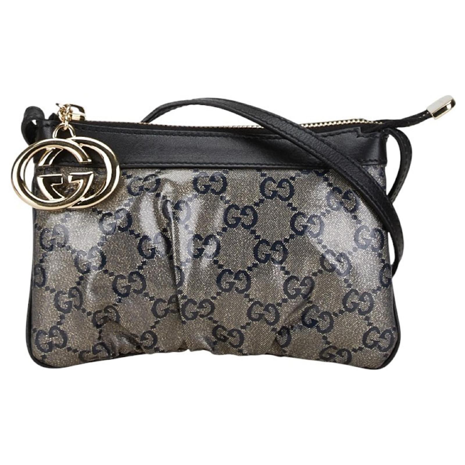 Gucci Interlocking G GG Glitter Supreme Shoulder Bag Black