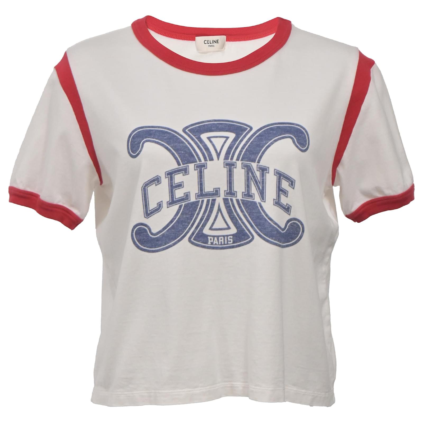 セリーヌ Cotton t-shirt with multicolor print Céline Celine Triomphe Logo T-Shirt in Multicolor Cotton