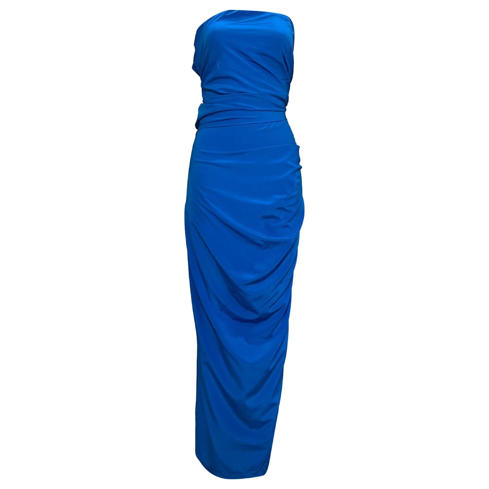 Proenza Schouler Odette Maxi Gathered Strapless Dress in Blue Viscose  Cellulose fibre ref.JC1751861 (Sold) - Joli Closet