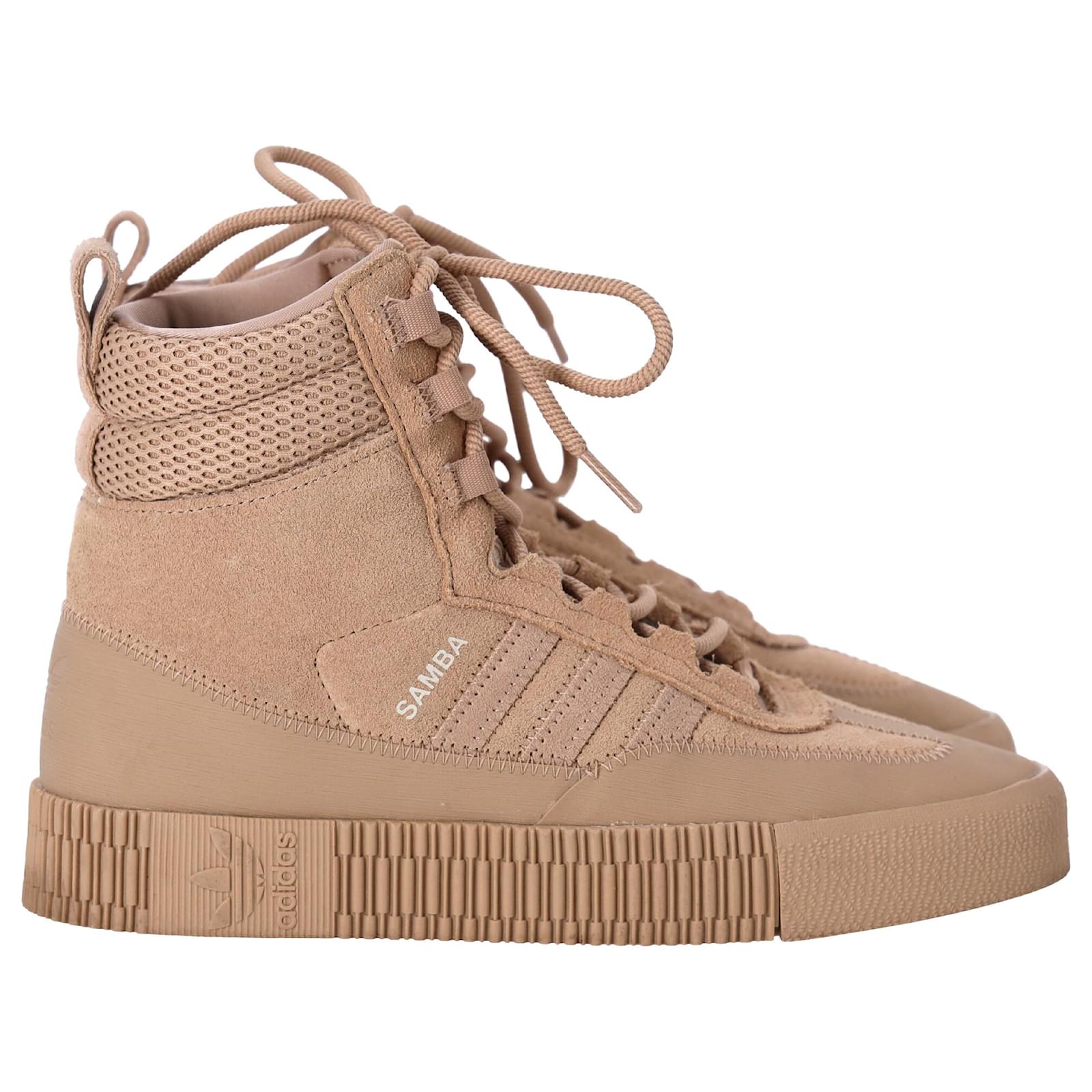 Autre Marque Tênis de cano alto Adidas Samba em camurça marrom e