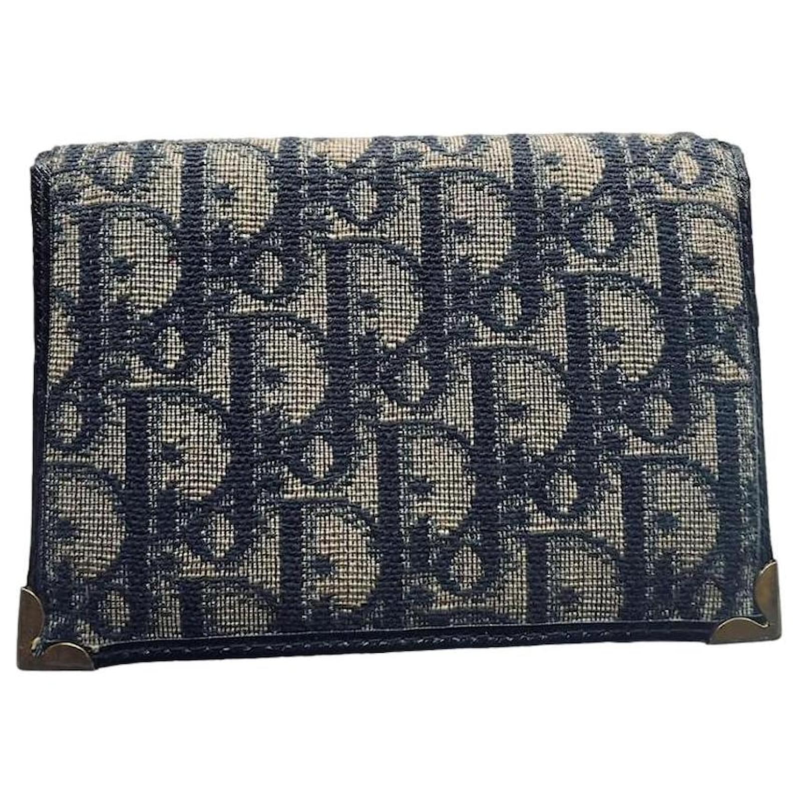 Christian Dior Dior monogram wallet Navy blue Cloth ref.JC1753318