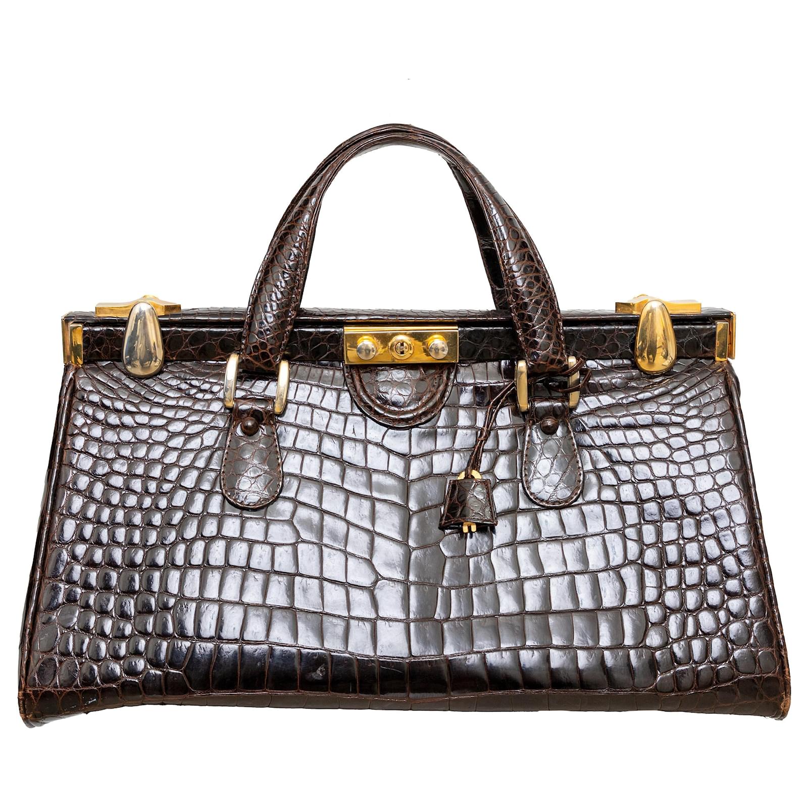Superbe sac vintage en cuir croco - Le Grenier de Lisette