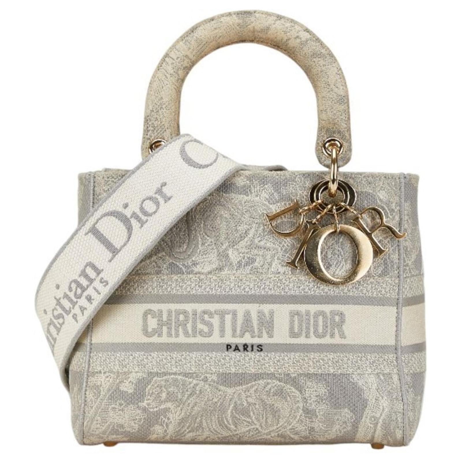 Christian Dior Dior Lady Dee-Lite Handbag Brown White Cloth ref 
